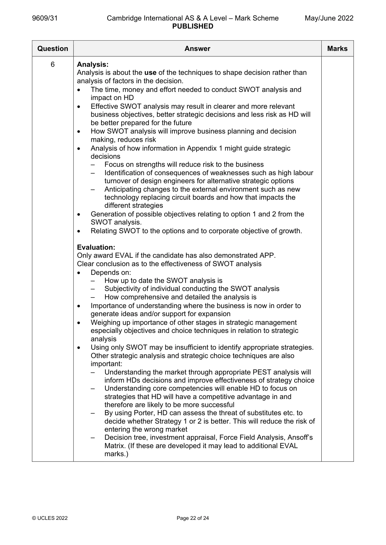 Mark scheme, page 22 of 24