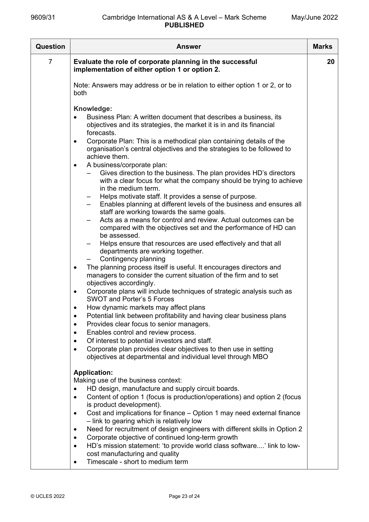 Mark scheme, page 23 of 24