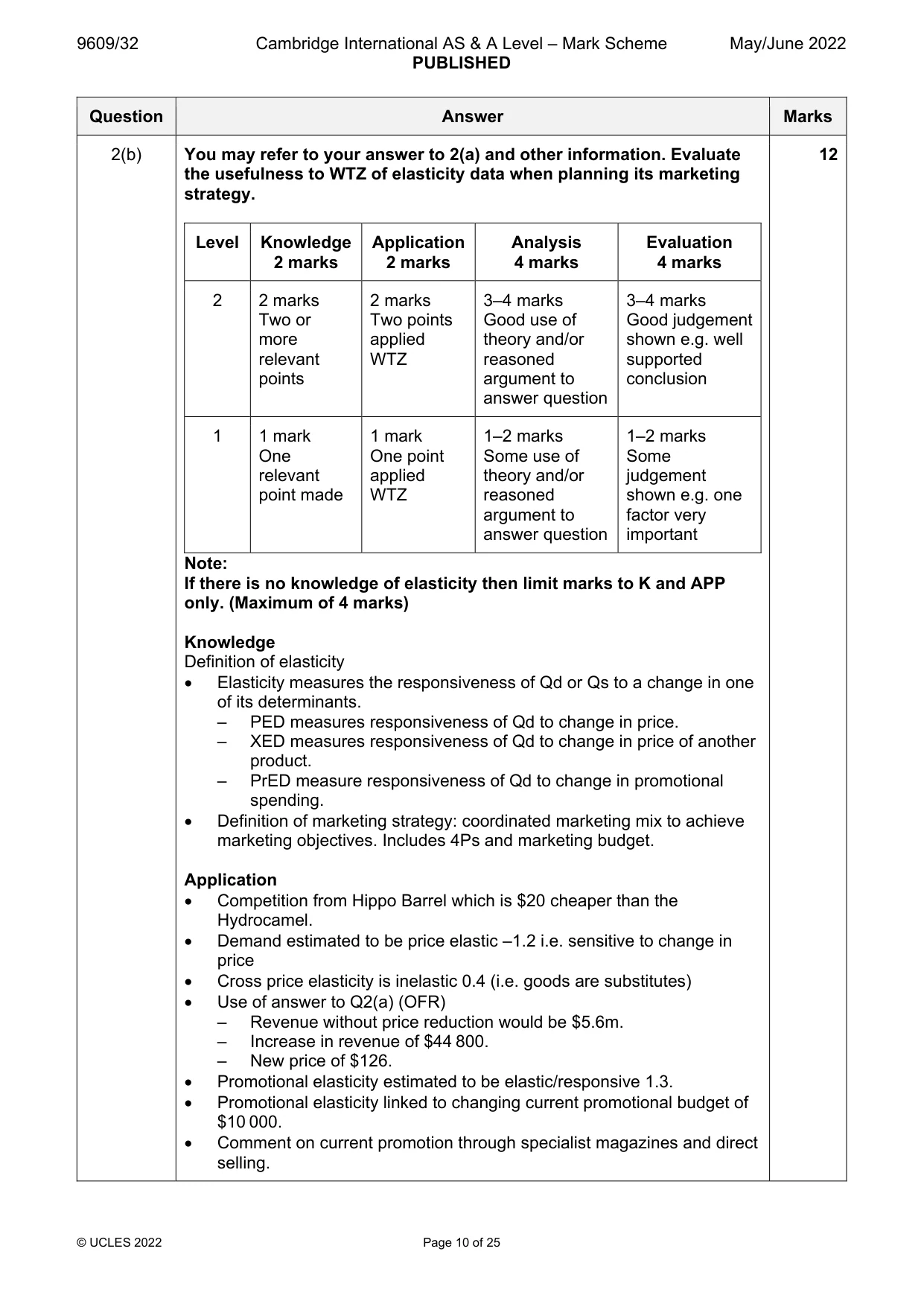 Mark scheme, page 10 of 25