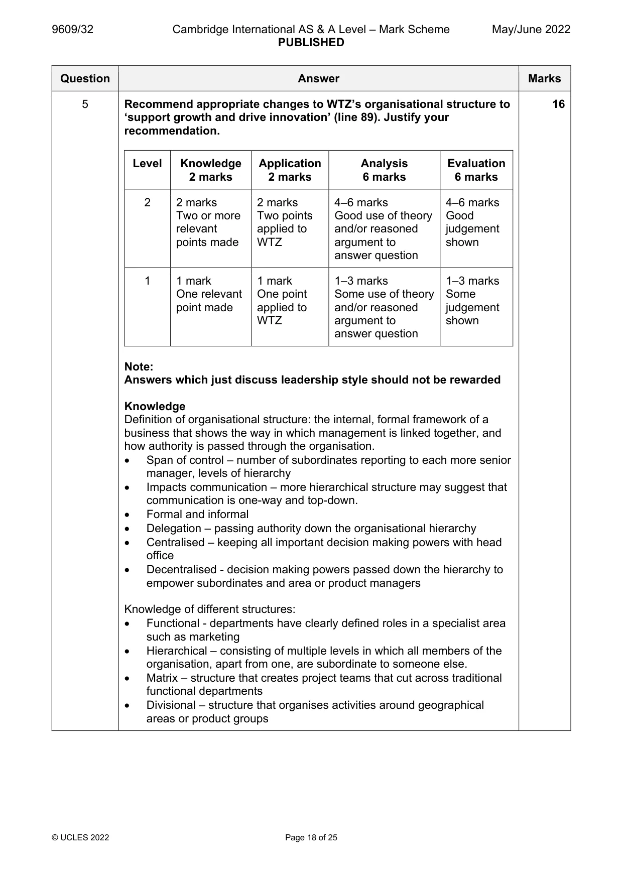 Mark scheme, page 18 of 25