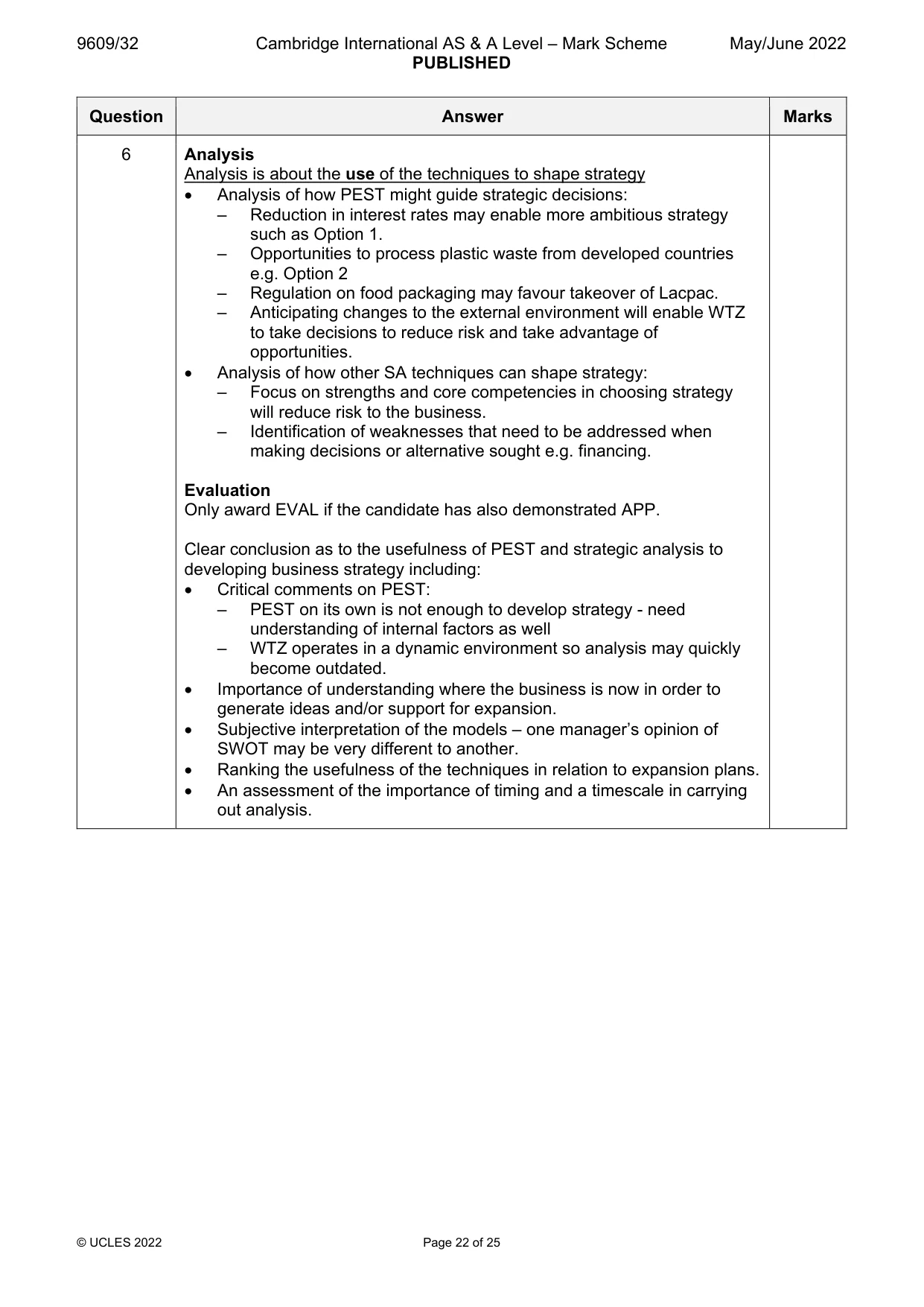 Mark scheme, page 22 of 25