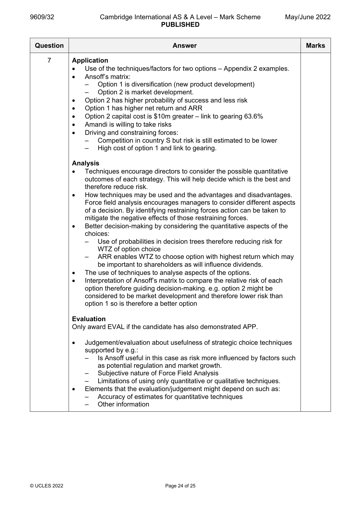 Mark scheme, page 24 of 25