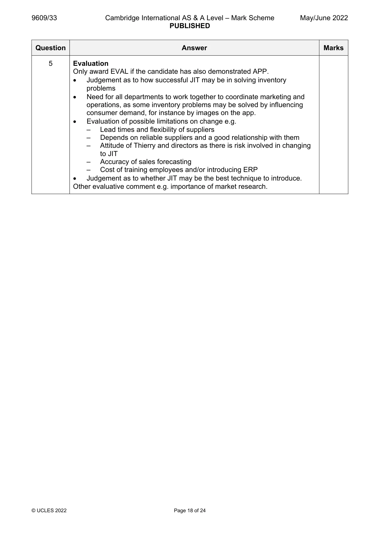 Mark scheme, page 18 of 24
