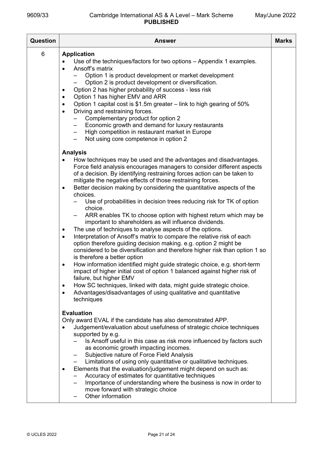 Mark scheme, page 21 of 24
