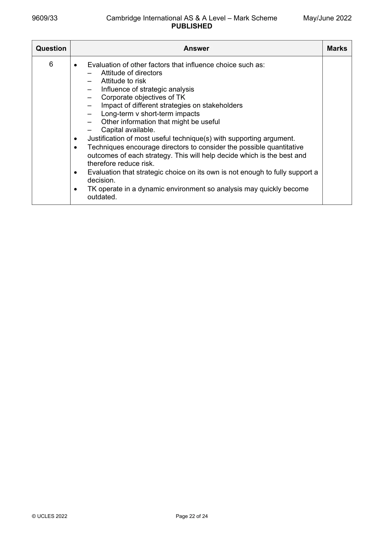 Mark scheme, page 22 of 24