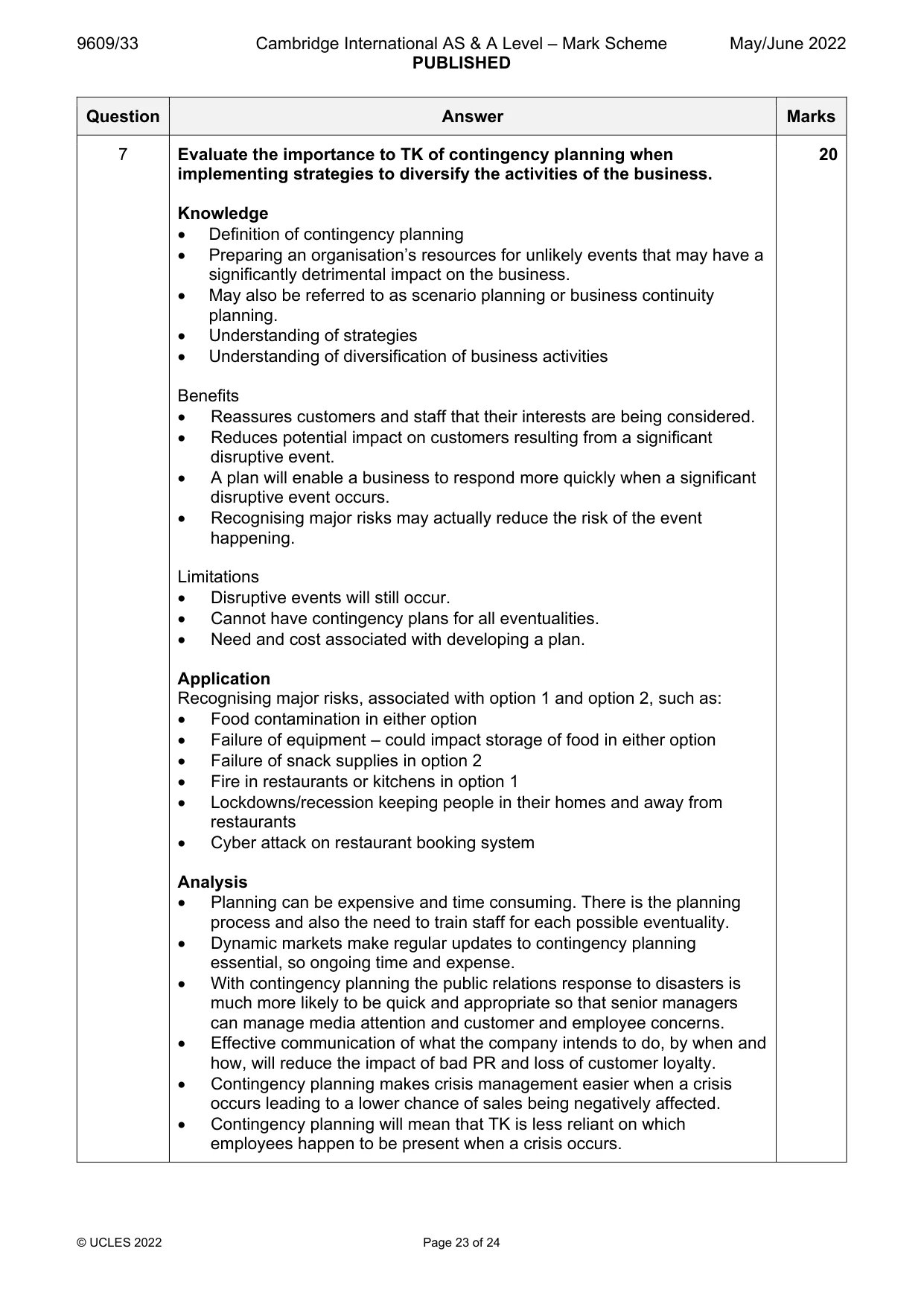 Mark scheme, page 23 of 24
