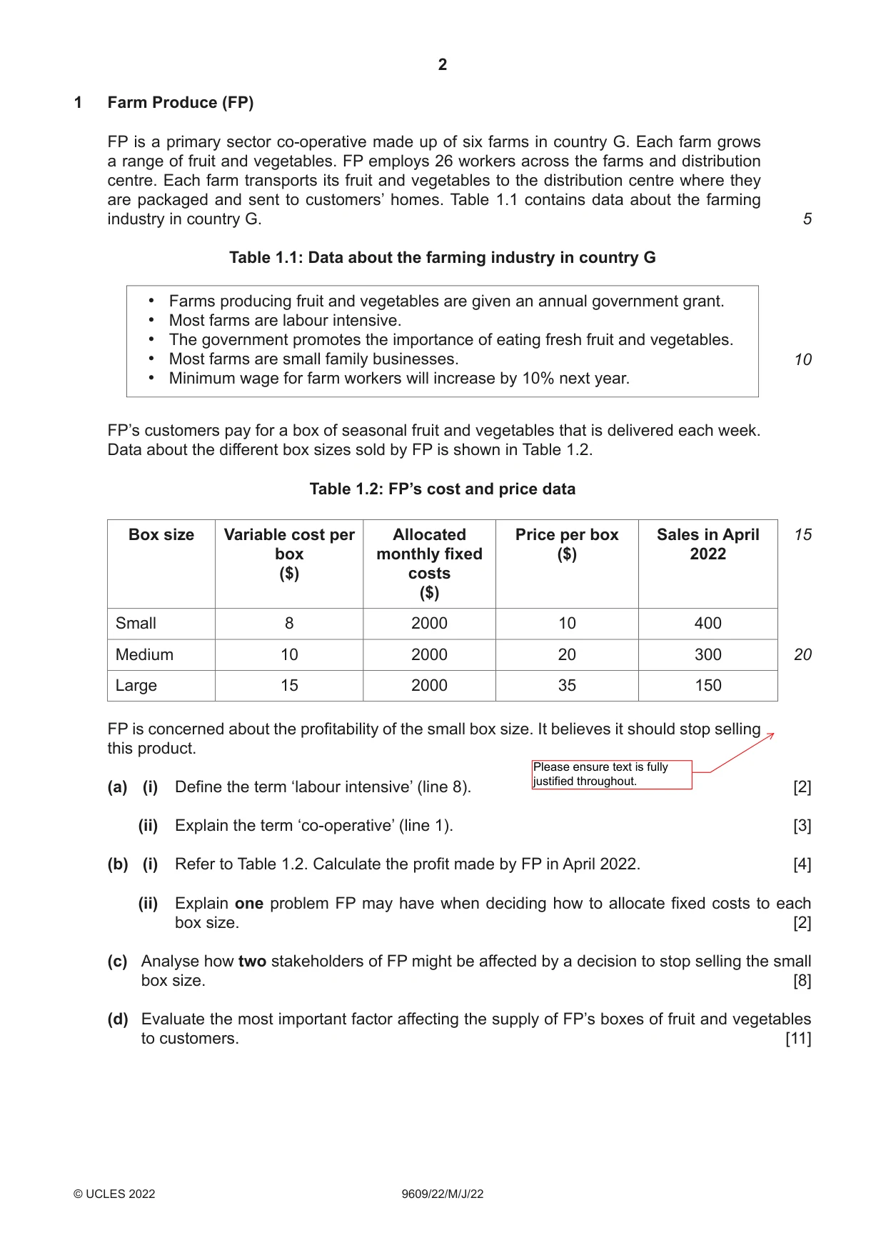 Cambridge A Level Business (for first examination in 2016) 9609 2022 May/June Paper 2 · Variant 2 question paper, page 2 of 4
