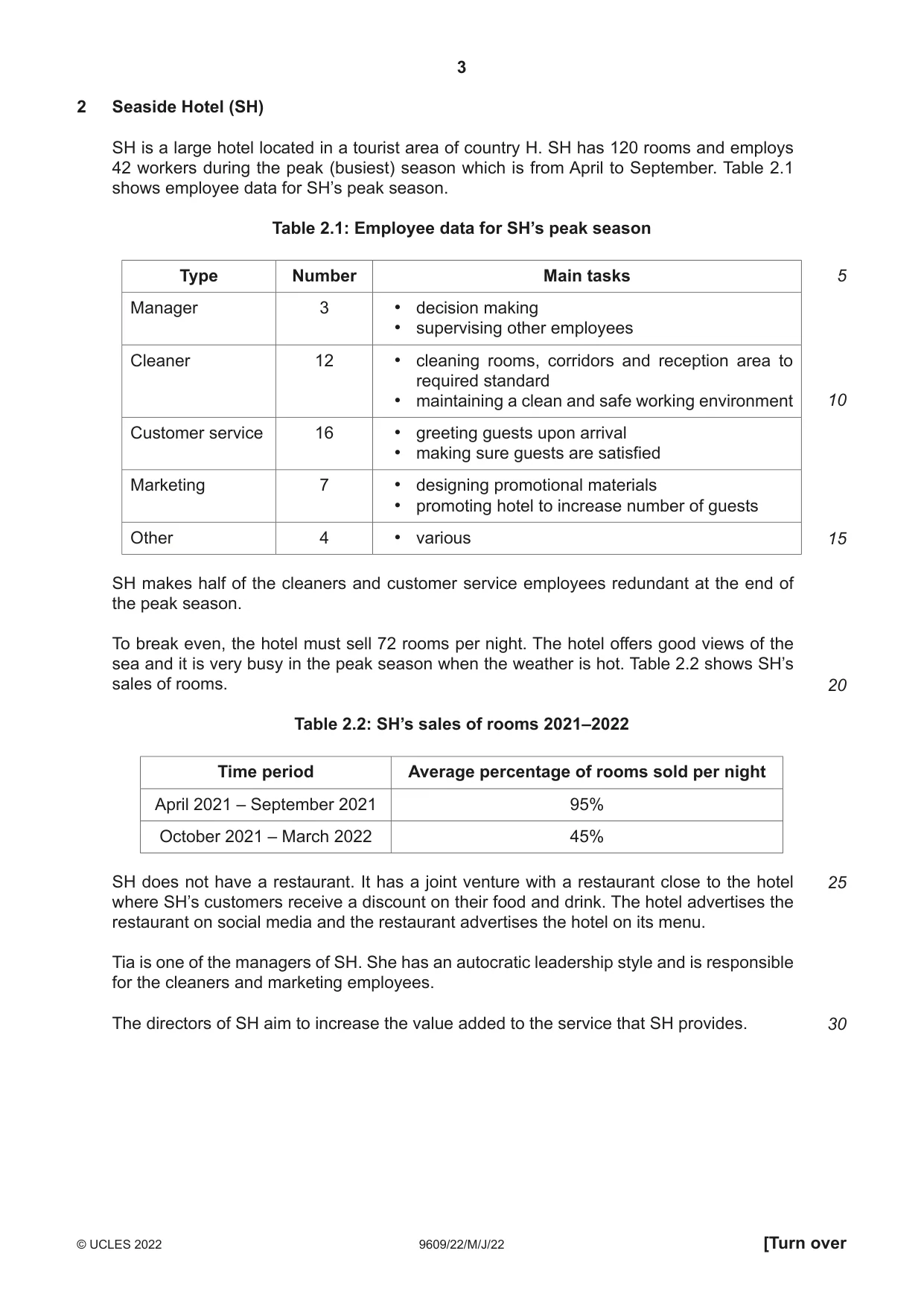 Cambridge A Level Business (for first examination in 2016) 9609 2022 May/June Paper 2 · Variant 2 question paper, page 3 of 4