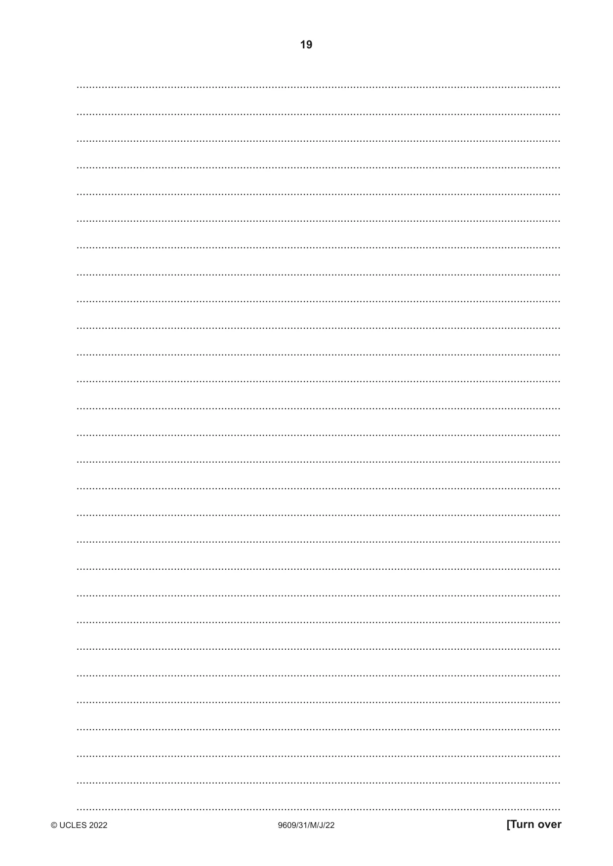 Cambridge A Level Business (for first examination in 2016) 9609 2022 May/June Paper 3 · Variant 1 question paper, page 19 of 20