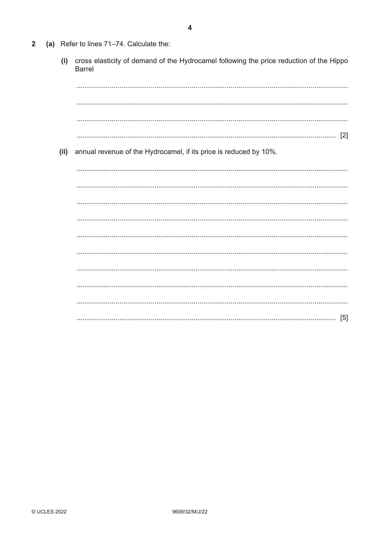 Cambridge A Level Business (for first examination in 2016) 9609 2022 May/June Paper 3 · Variant 2 question paper, page 4 of 20