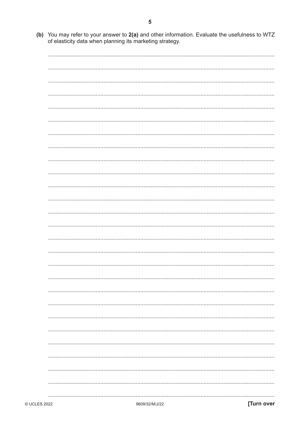 Cambridge A Level Business (for first examination in 2016) 9609 2022 May/June Paper 3 · Variant 2 question paper, page 5 of 20