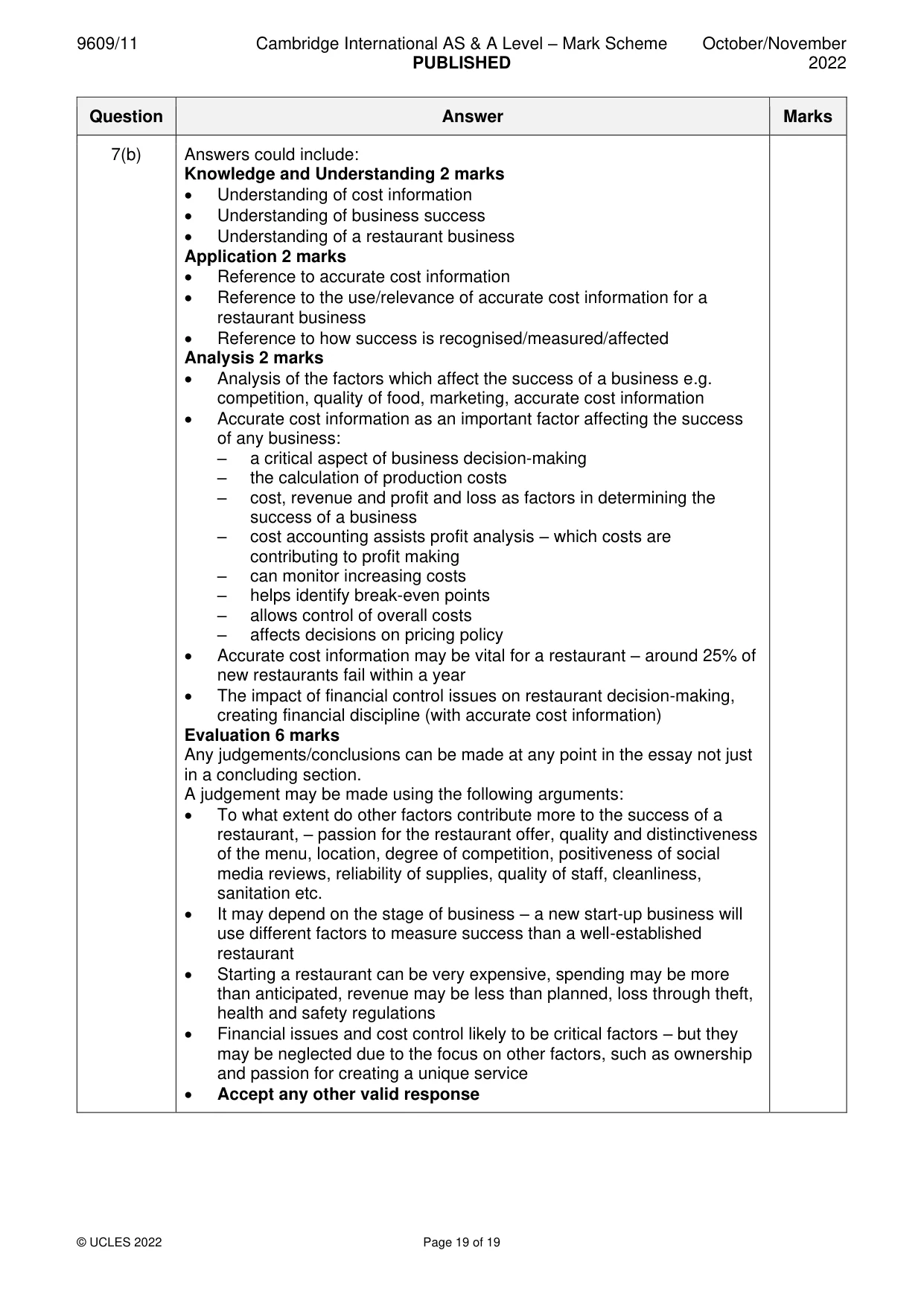 Mark scheme, page 19 of 19