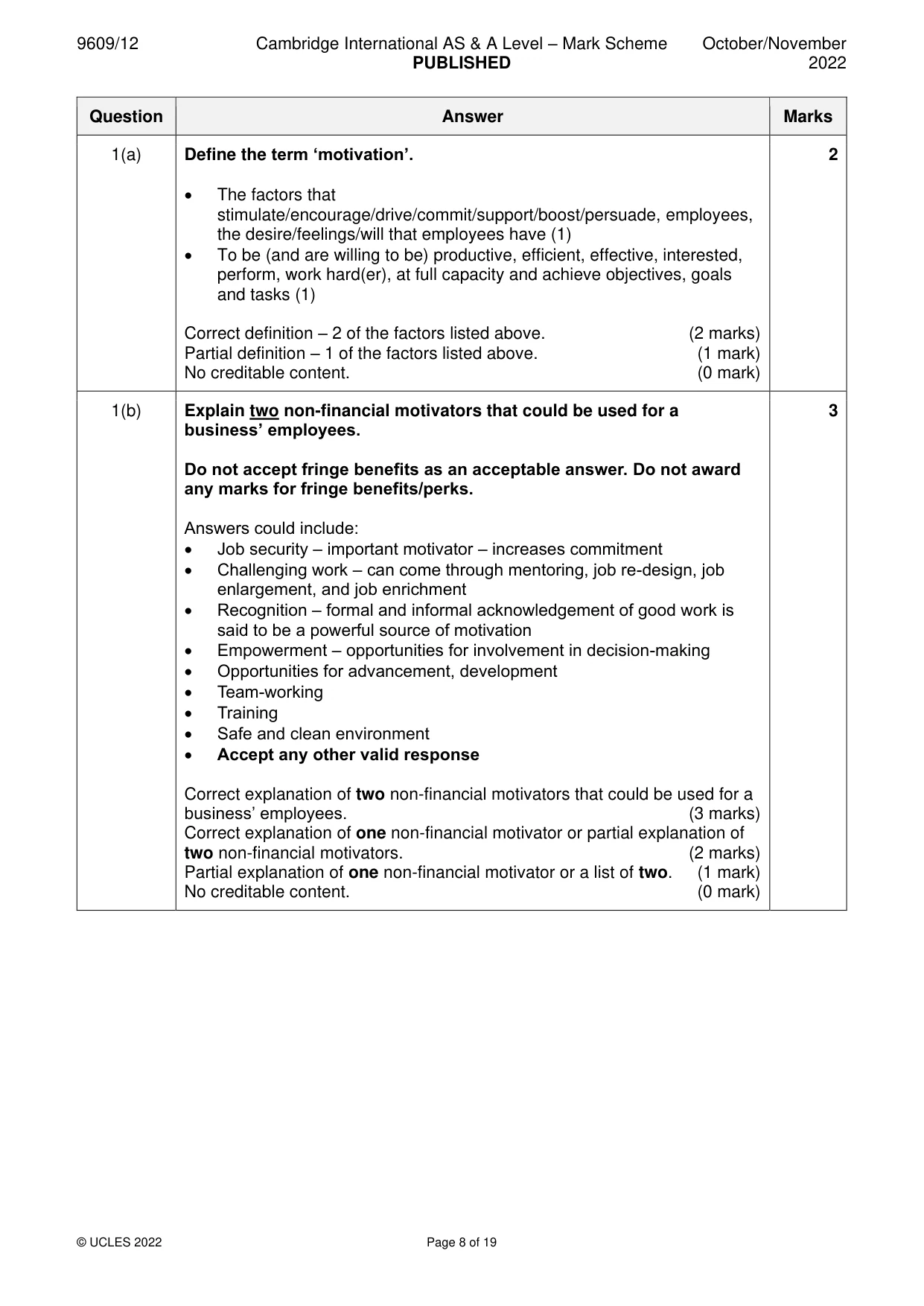 Mark scheme, page 8 of 19