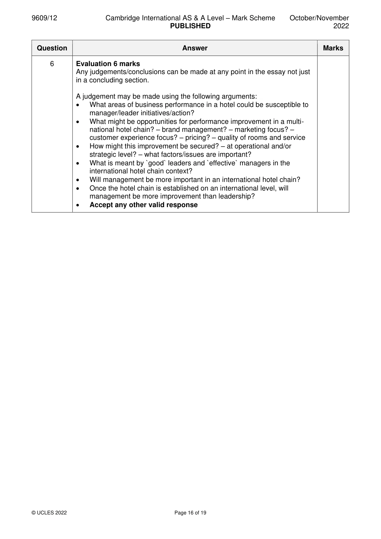 Mark scheme, page 16 of 19
