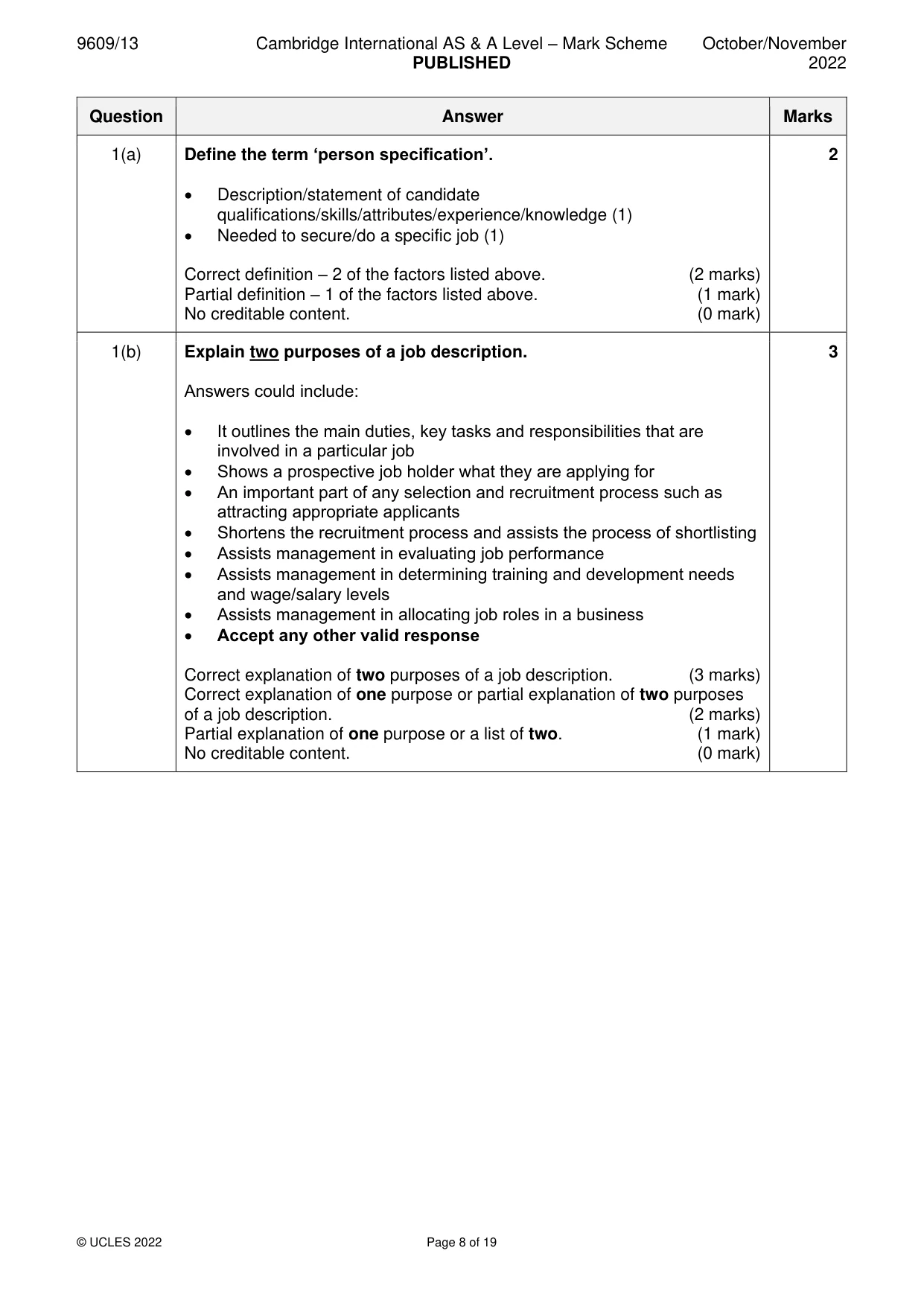 Mark scheme, page 8 of 19