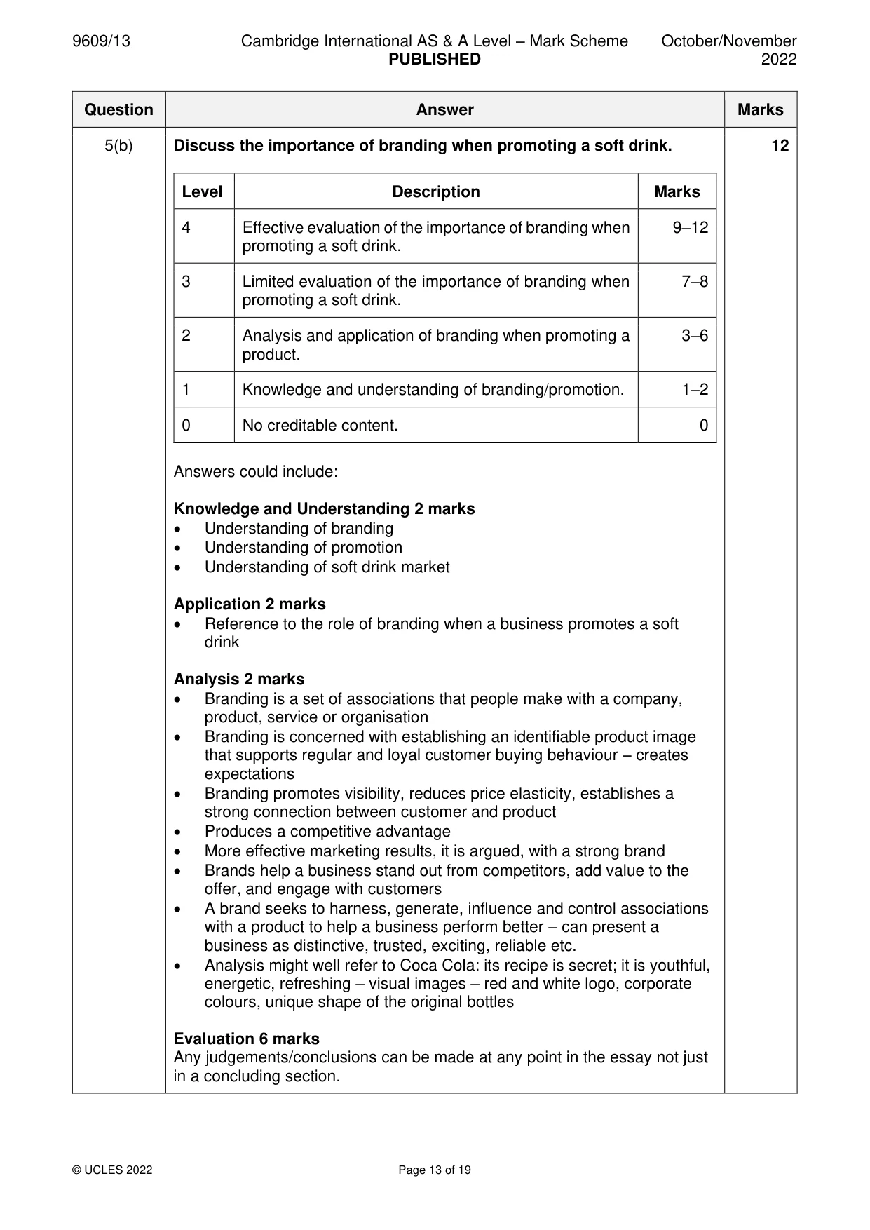 Mark scheme, page 13 of 19
