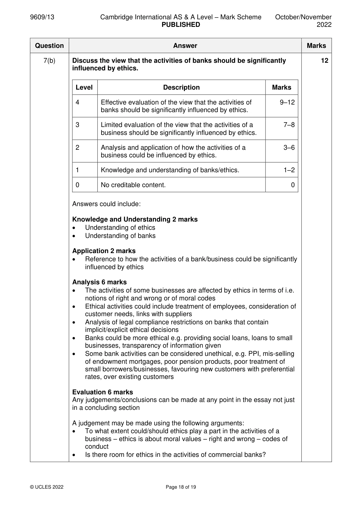 Mark scheme, page 18 of 19