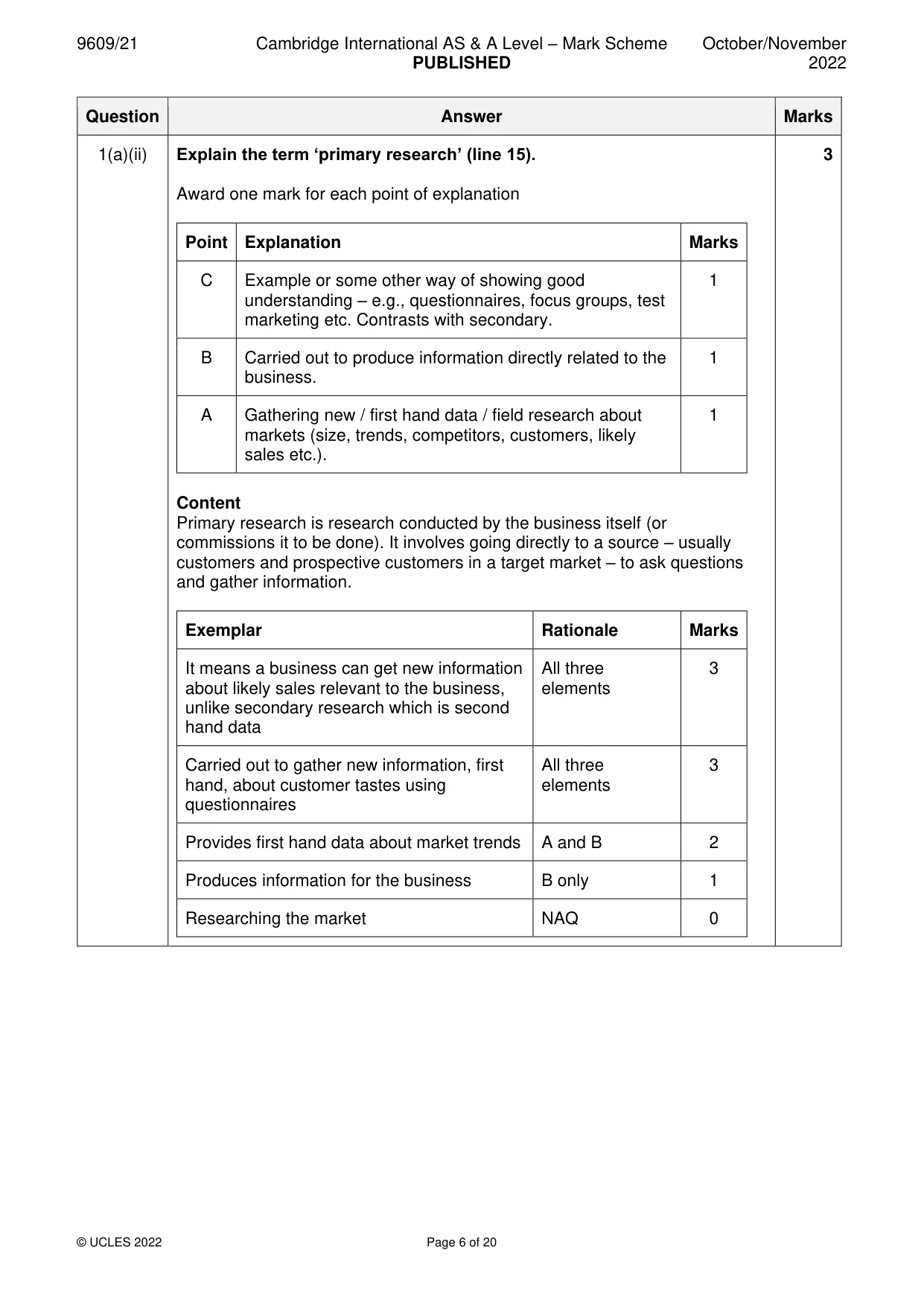 Mark scheme, page 6 of 20