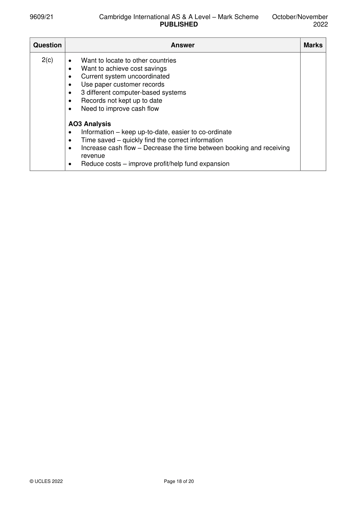 Mark scheme, page 18 of 20