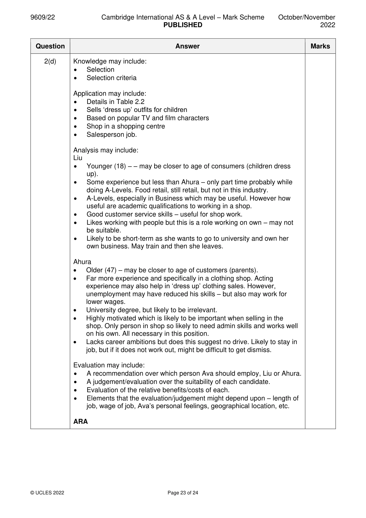 Mark scheme, page 23 of 24