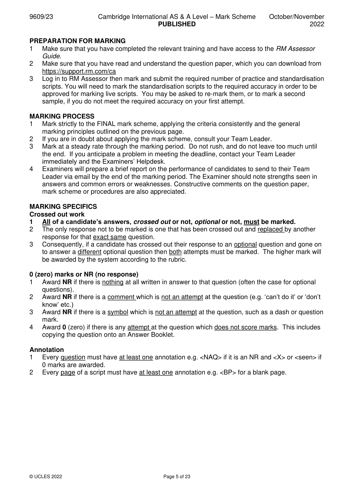 Mark scheme, page 5 of 23