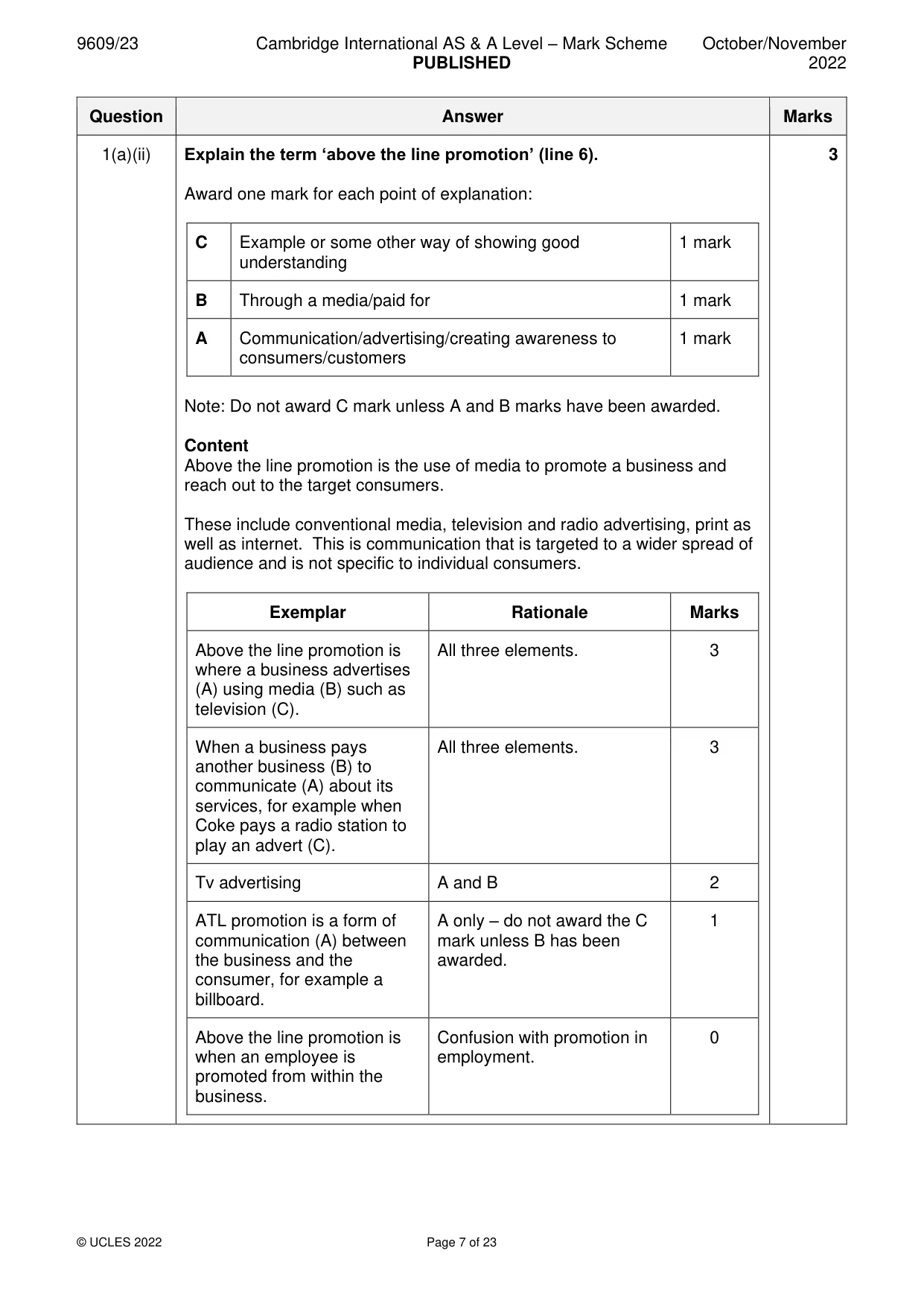 Mark scheme, page 7 of 23