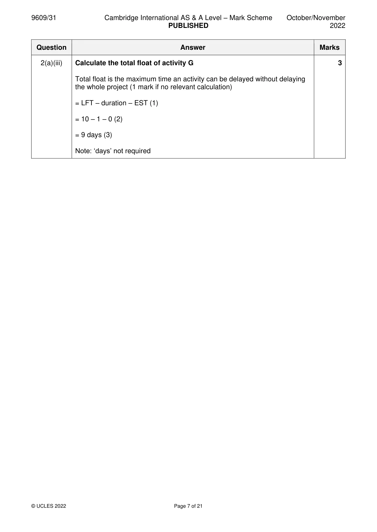 Mark scheme, page 7 of 21
