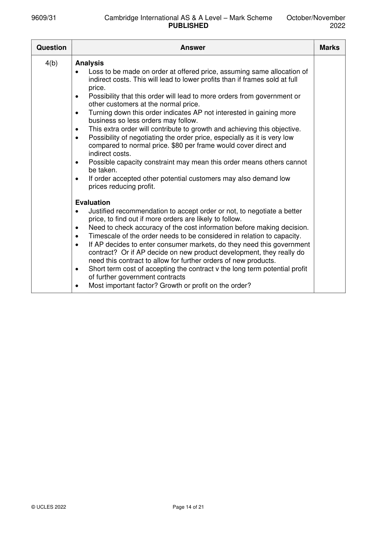 Mark scheme, page 14 of 21