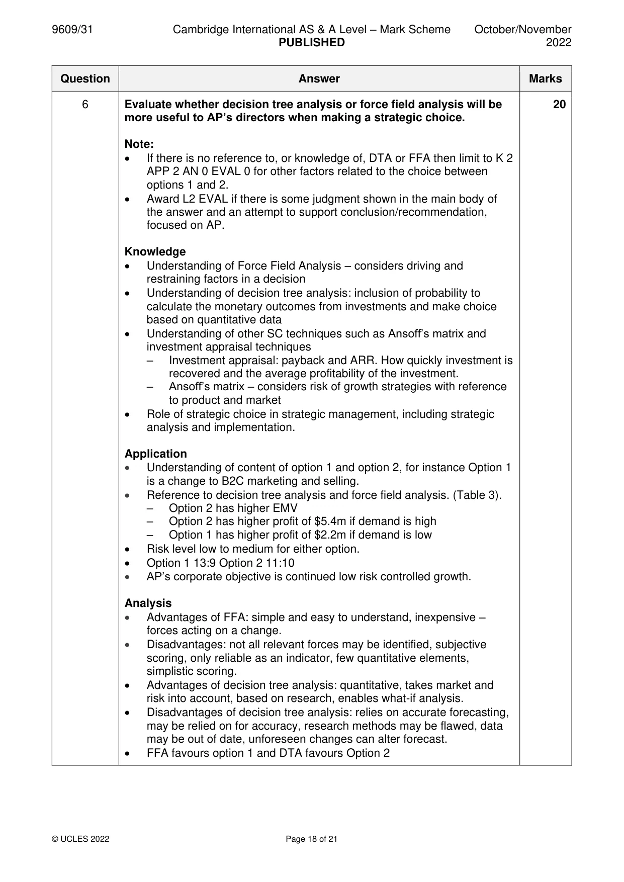 Mark scheme, page 18 of 21