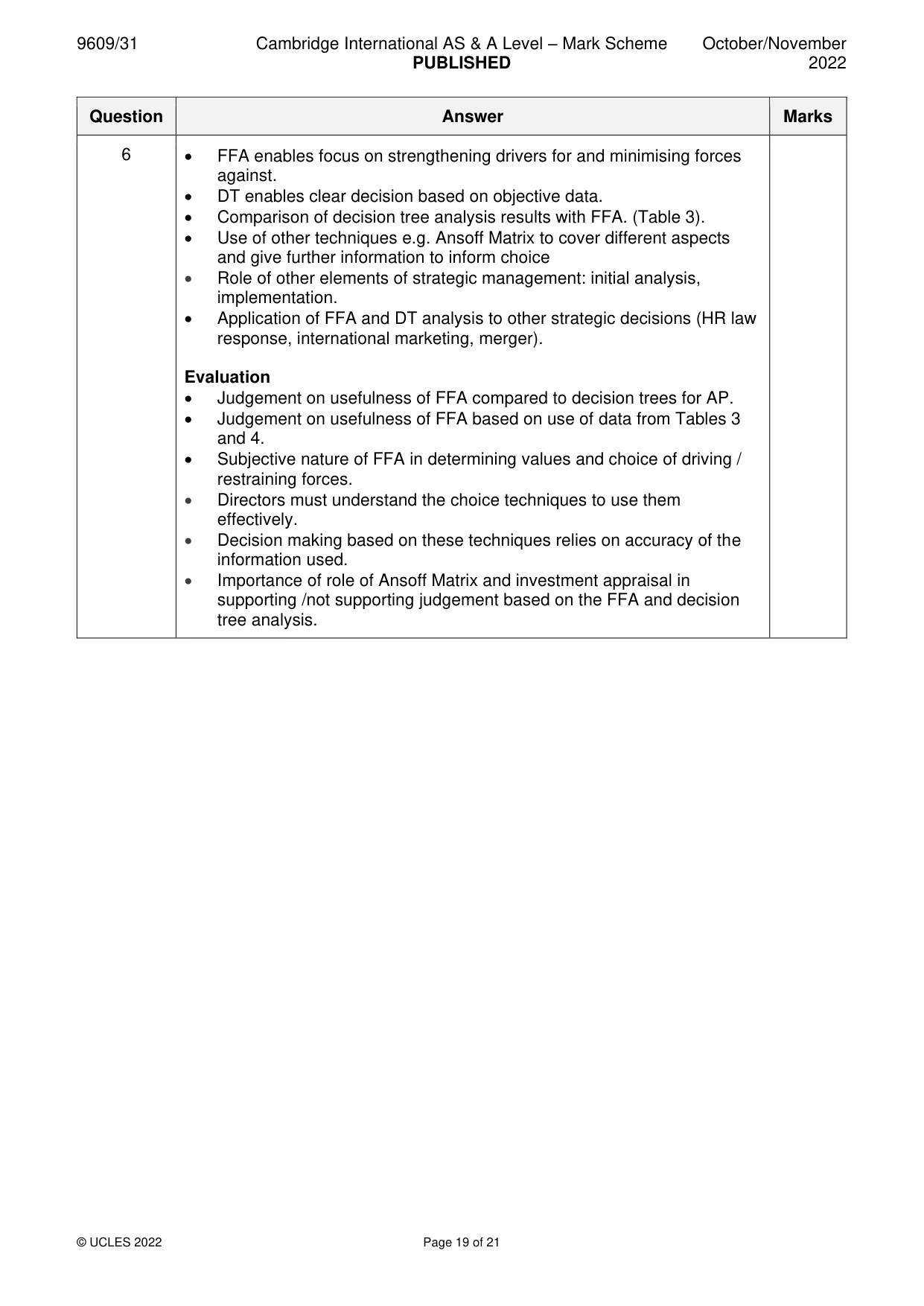 Mark scheme, page 19 of 21