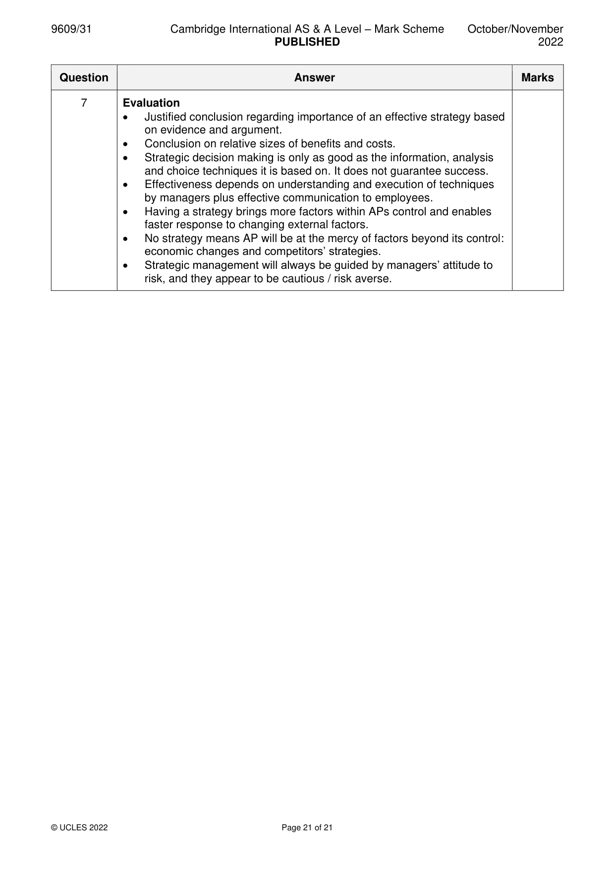 Mark scheme, page 21 of 21