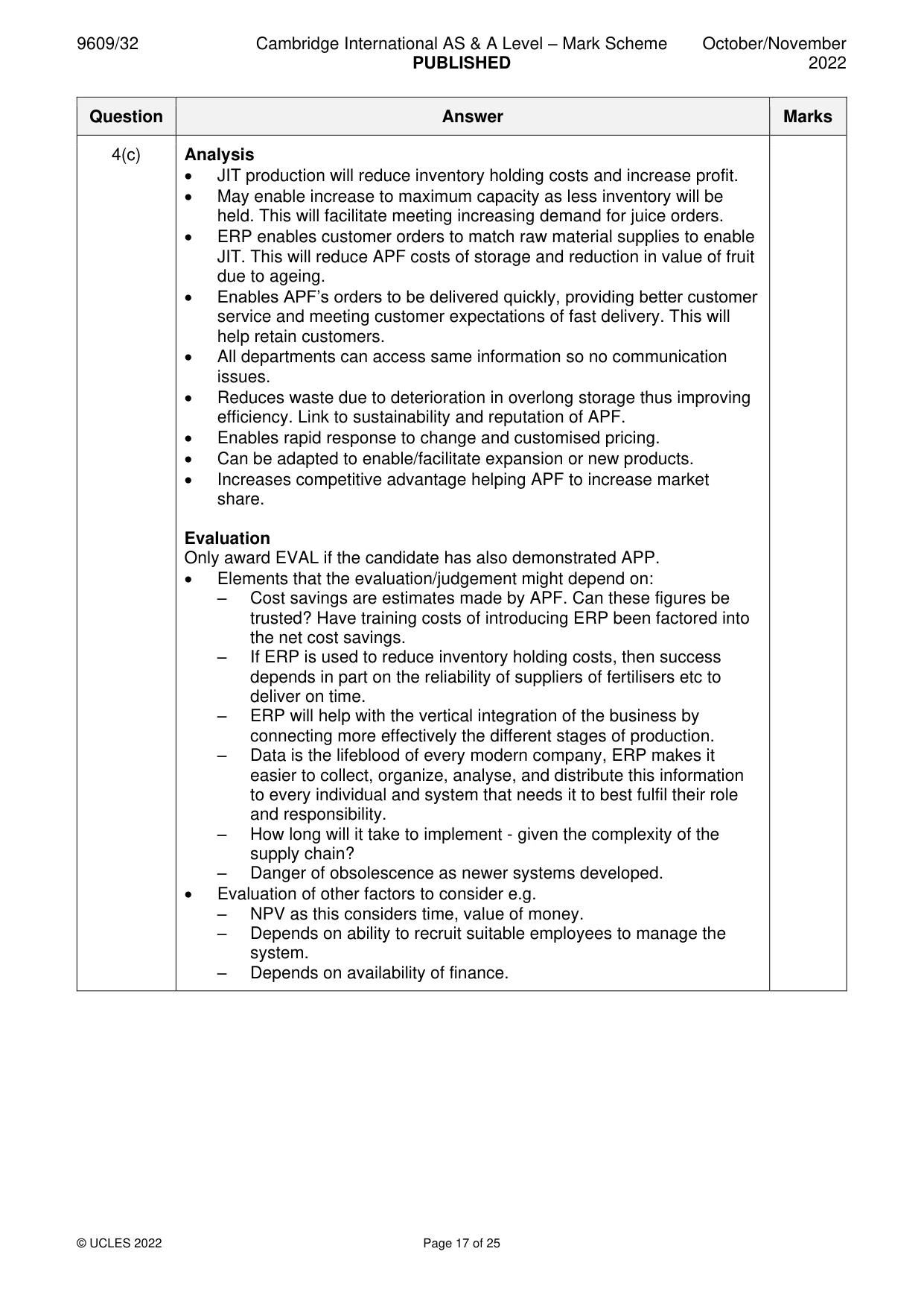 Mark scheme, page 17 of 25