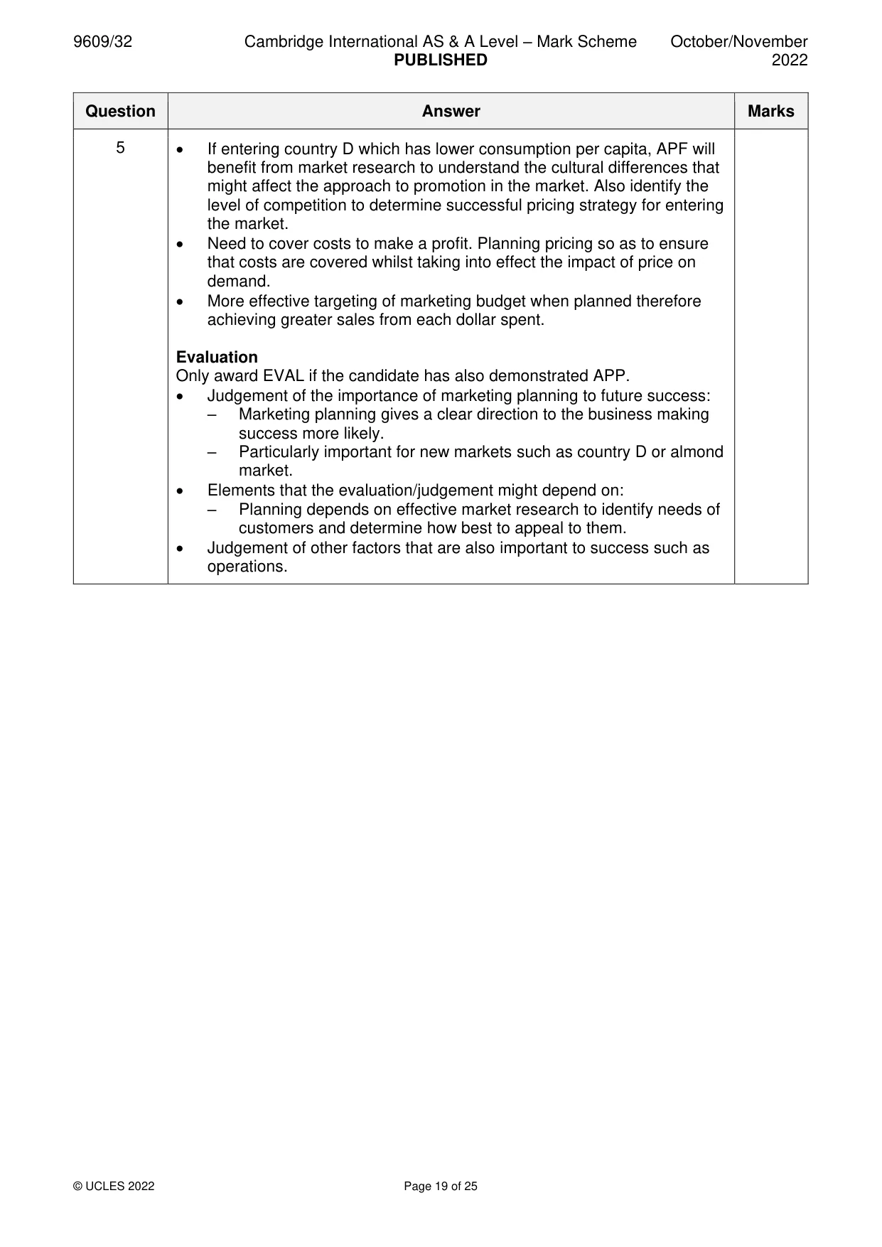 Mark scheme, page 19 of 25