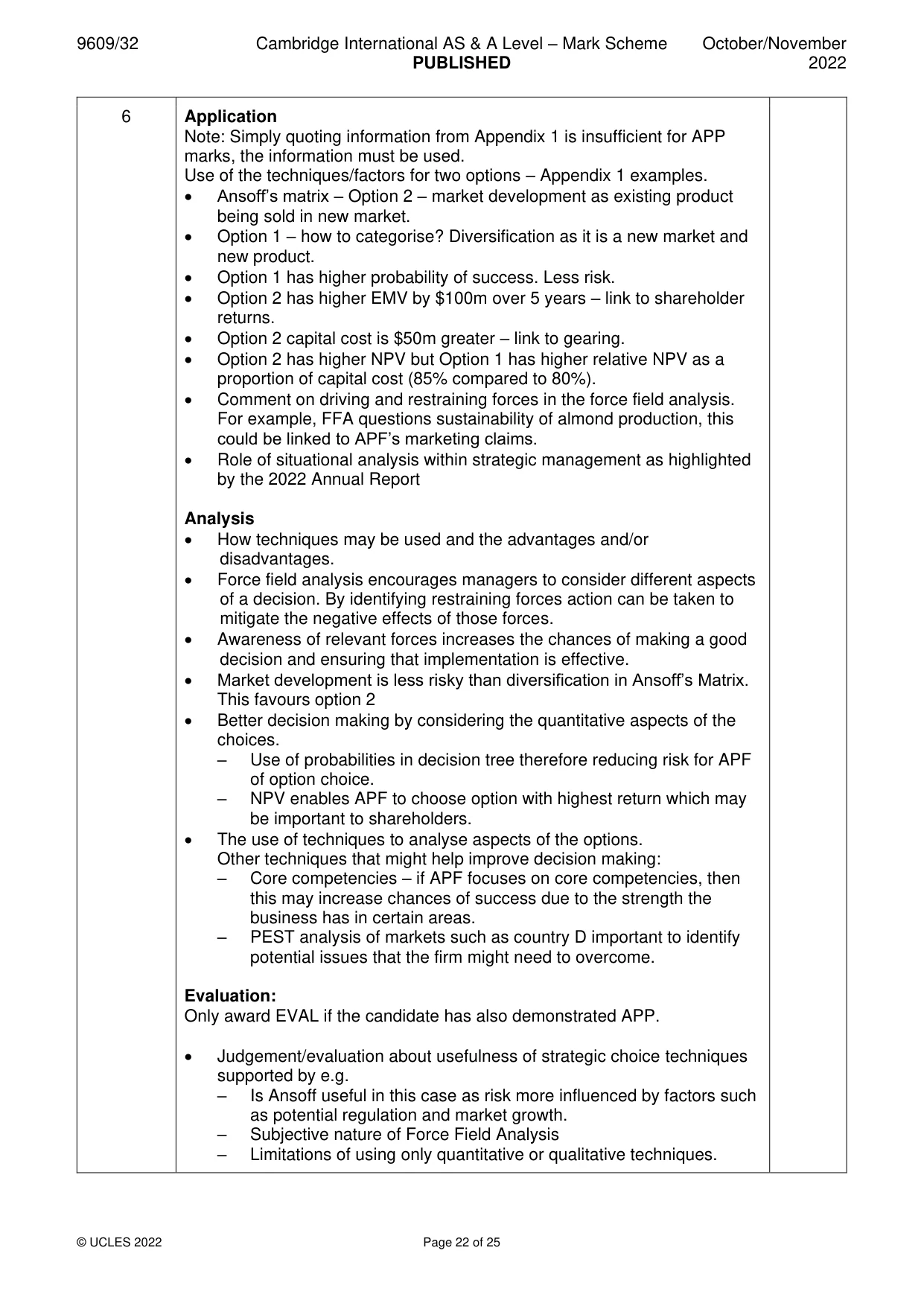 Mark scheme, page 22 of 25