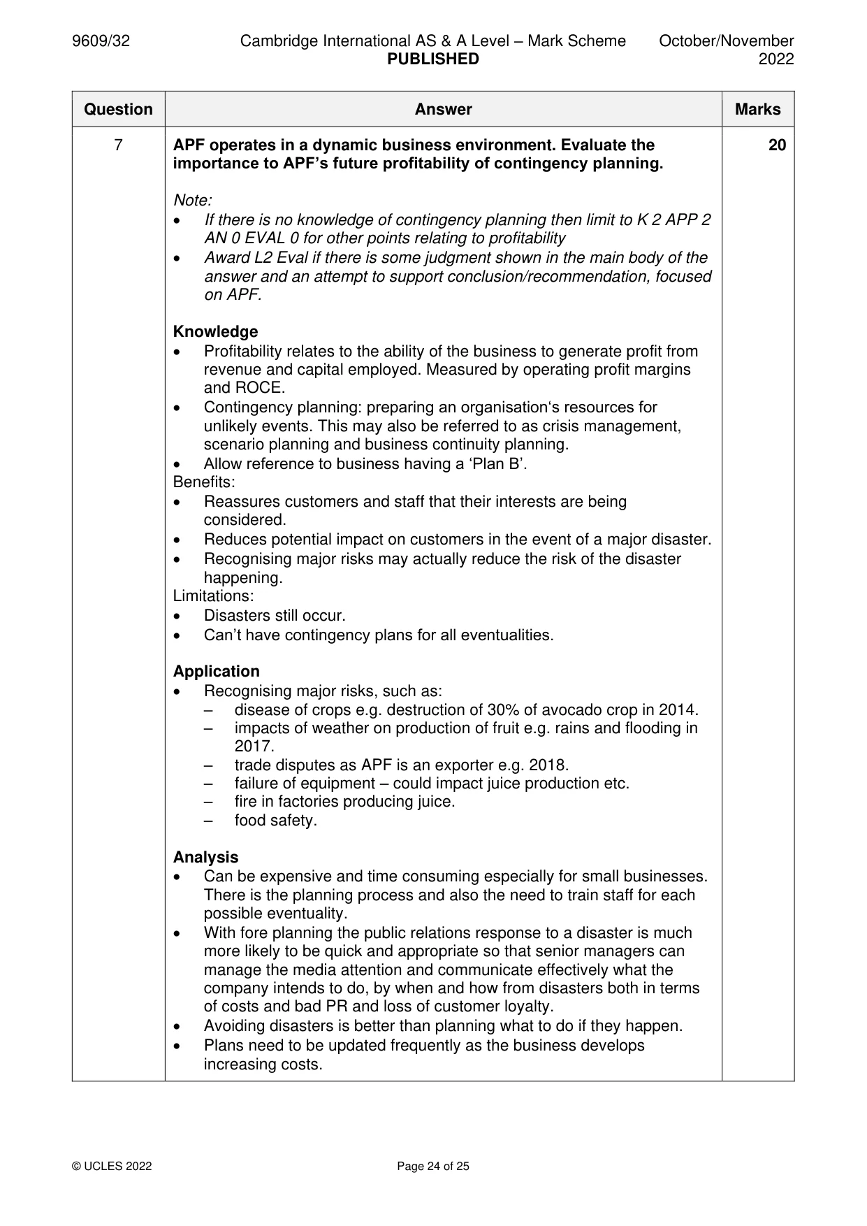 Mark scheme, page 24 of 25