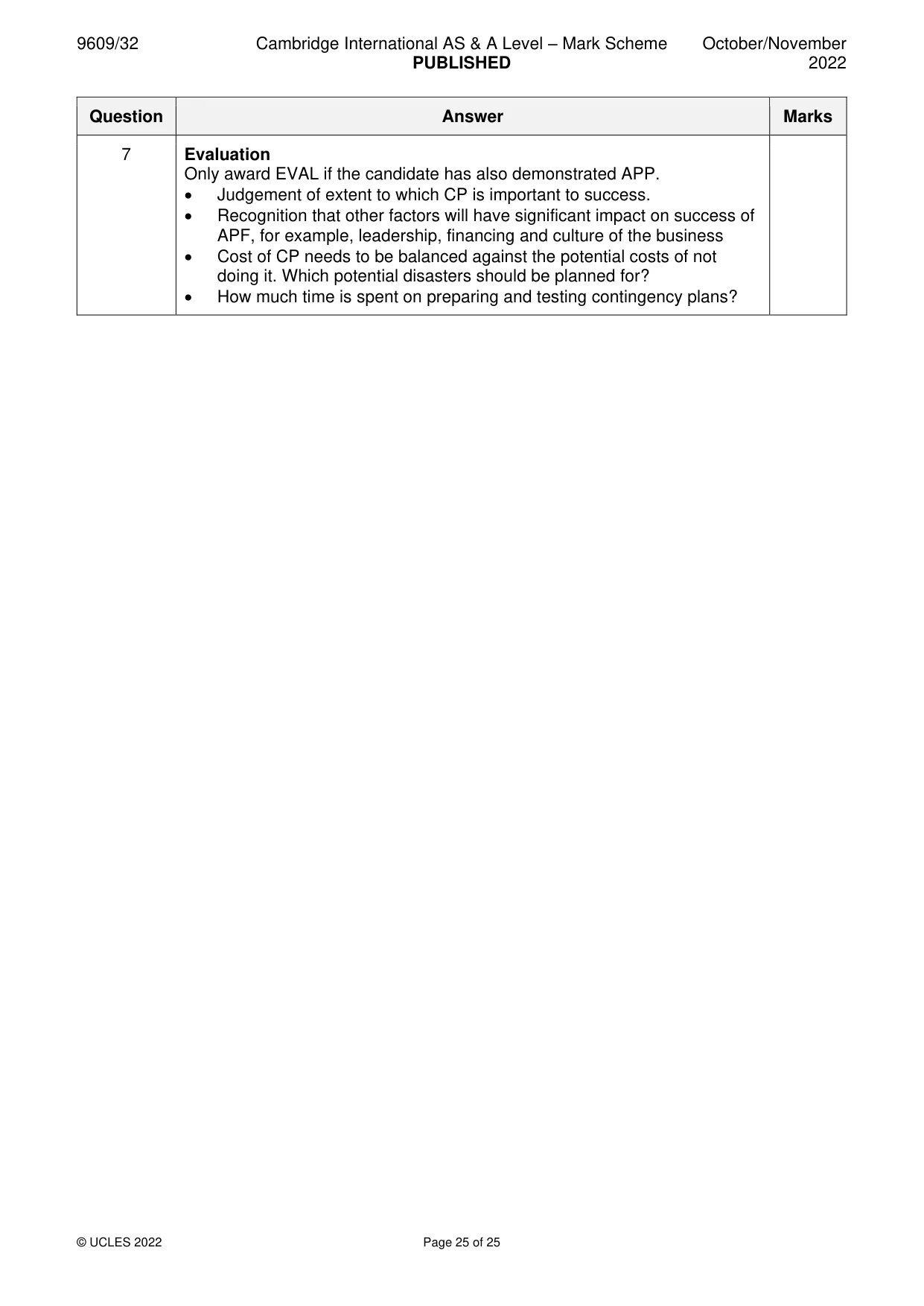 Mark scheme, page 25 of 25