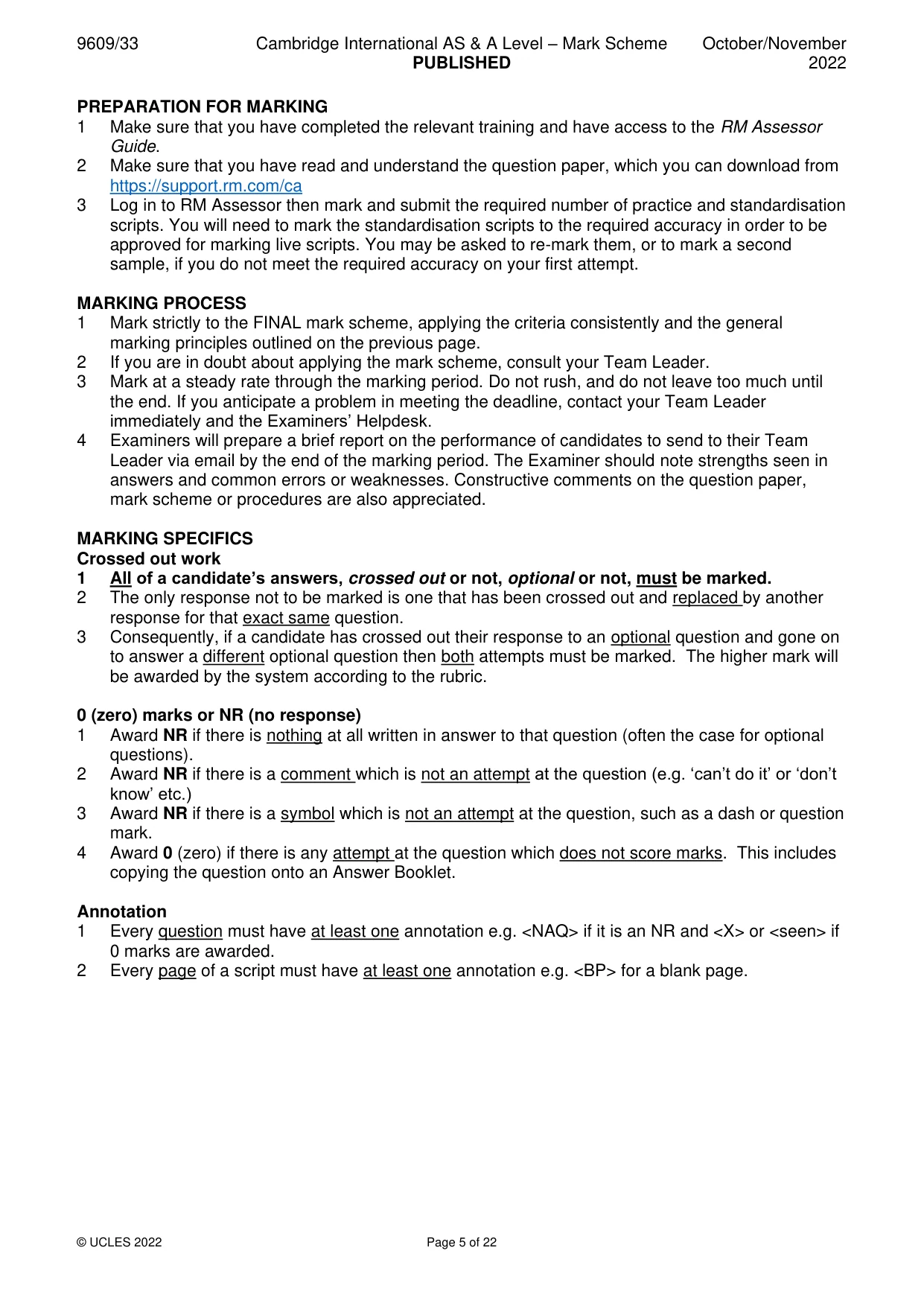 Mark scheme, page 5 of 22