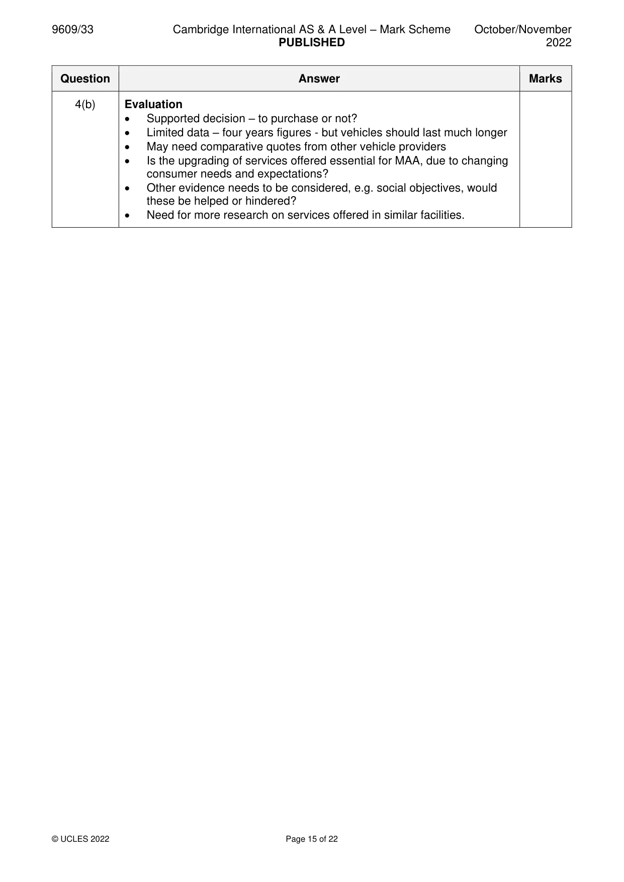 Mark scheme, page 15 of 22