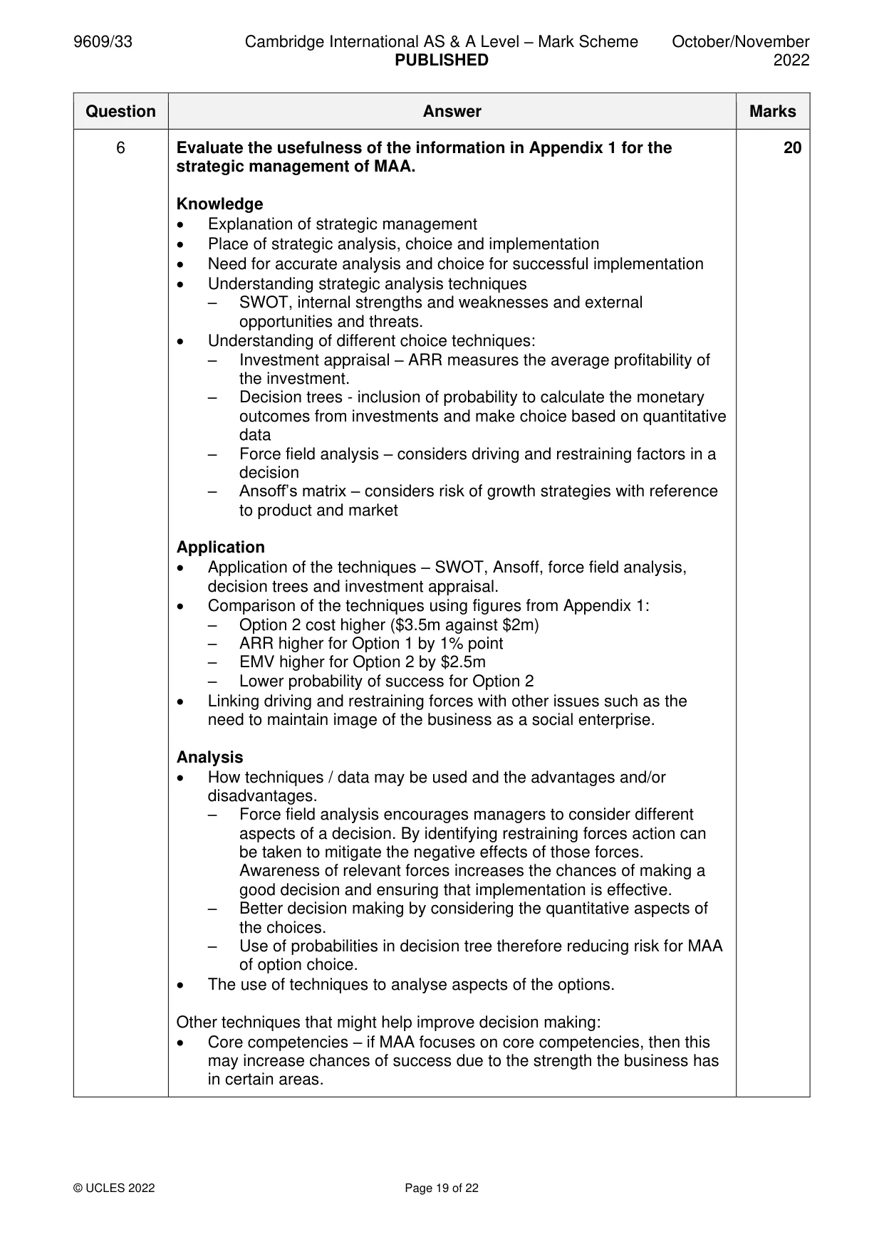 Mark scheme, page 19 of 22