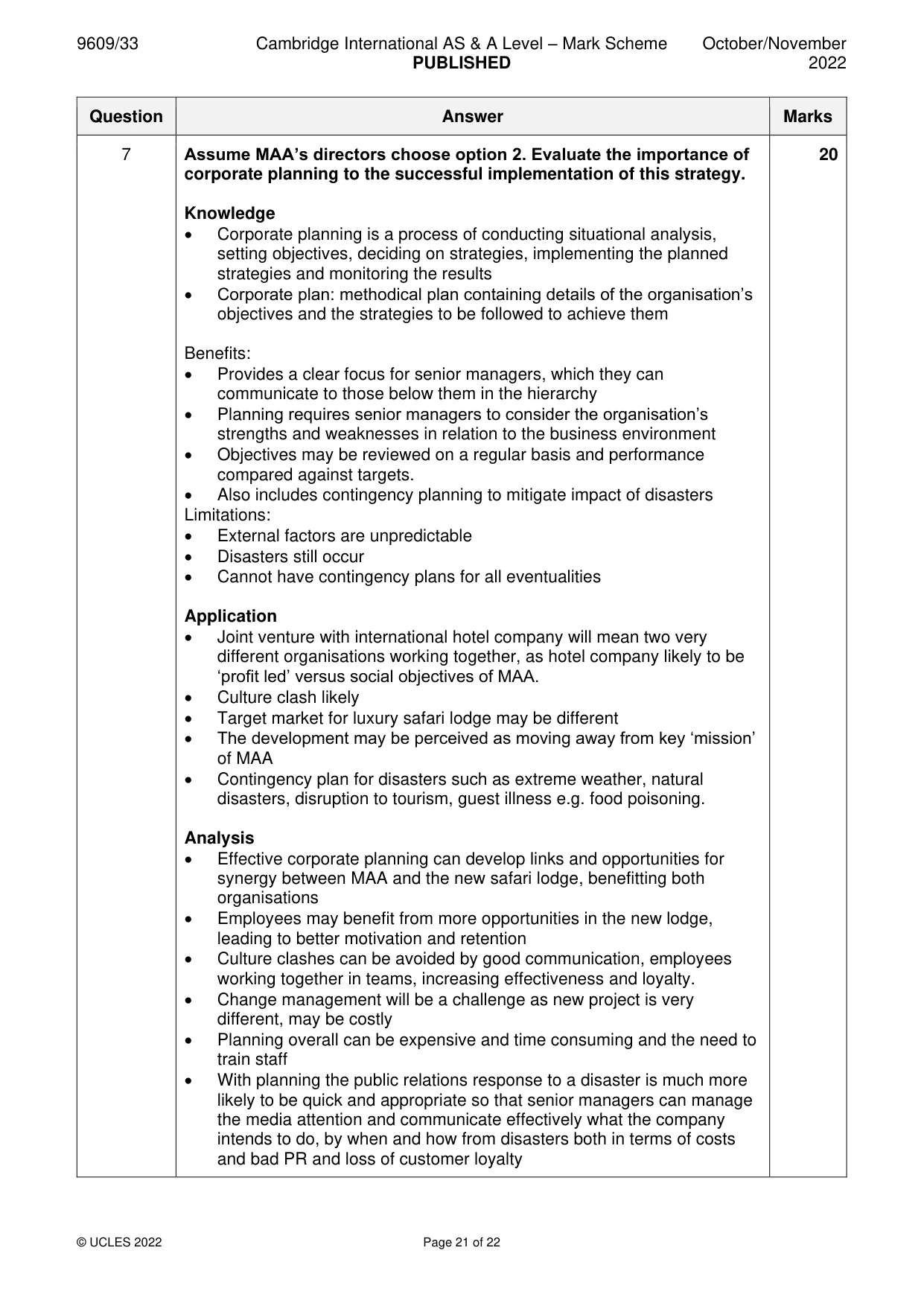 Mark scheme, page 21 of 22