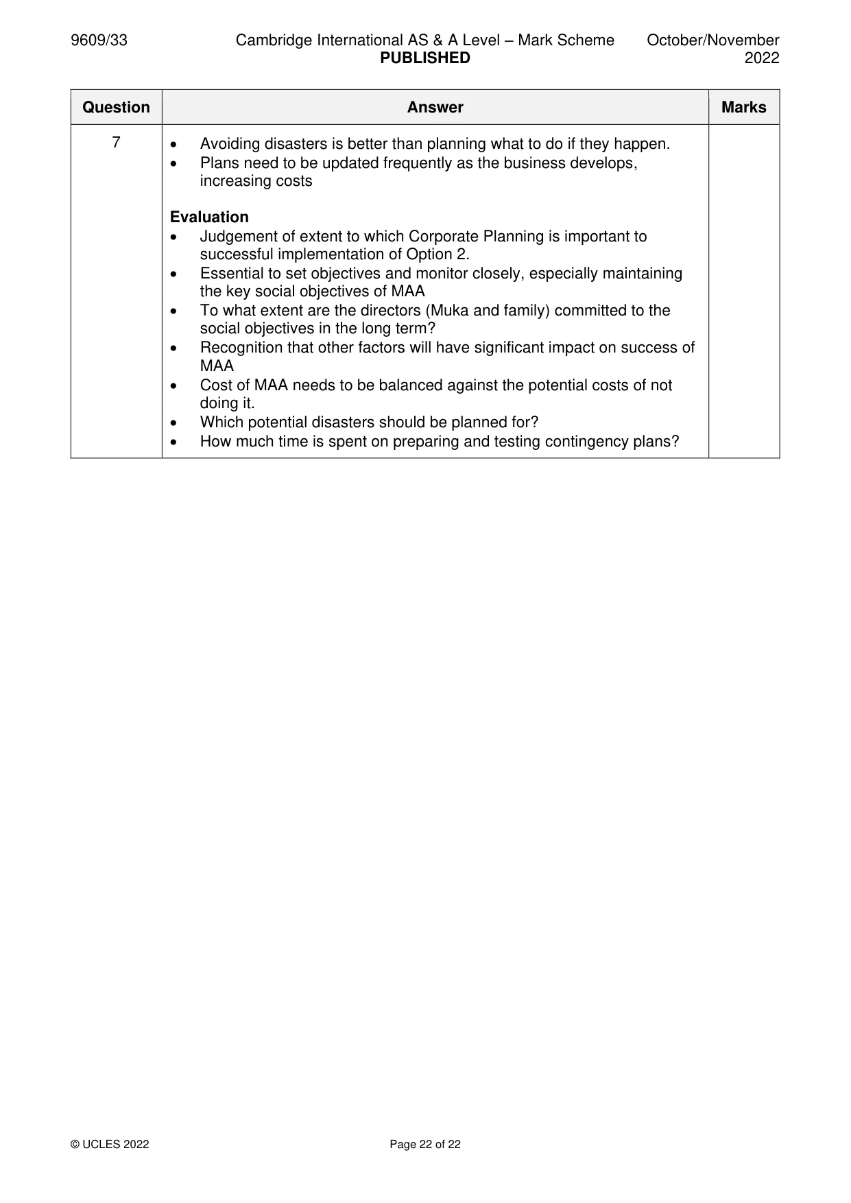 Mark scheme, page 22 of 22