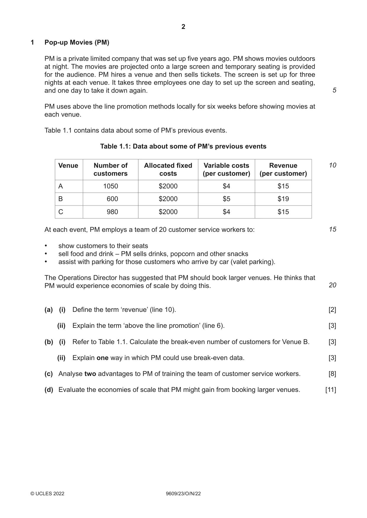 Cambridge A Level Business (for first examination in 2016) 9609 2022 Oct/Nov Paper 2 · Variant 3 question paper, page 2 of 4