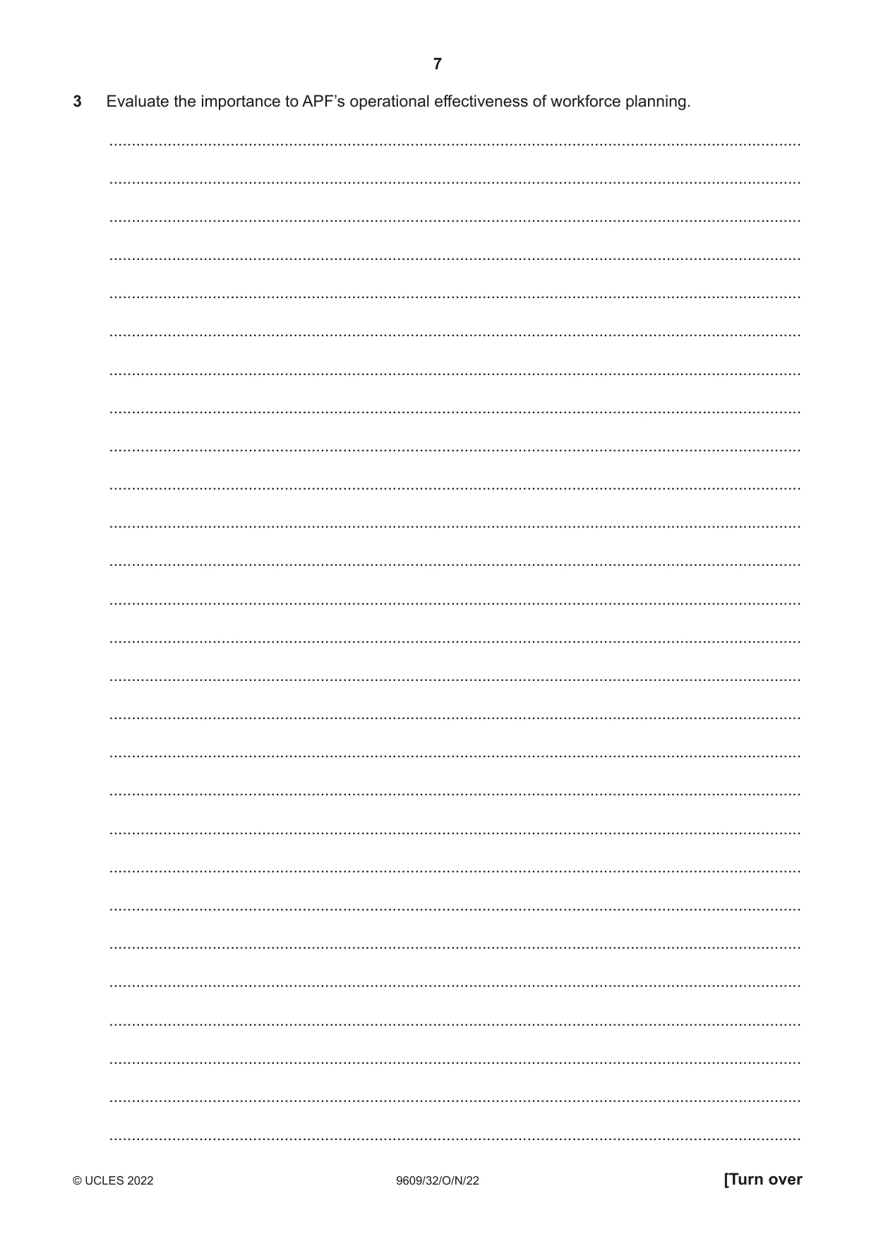 Cambridge A Level Business (for first examination in 2016) 9609 2022 Oct/Nov Paper 3 · Variant 2 question paper, page 7 of 20