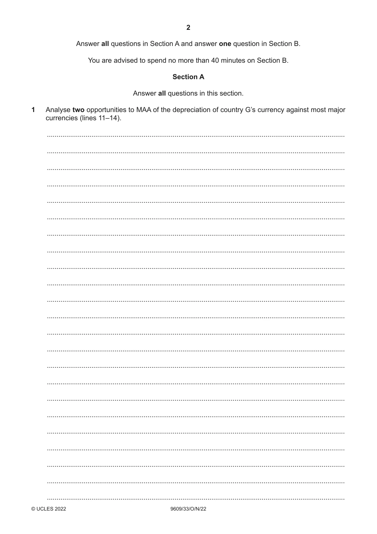 Cambridge A Level Business (for first examination in 2016) 9609 2022 Oct/Nov Paper 3 · Variant 3 question paper, page 2 of 20