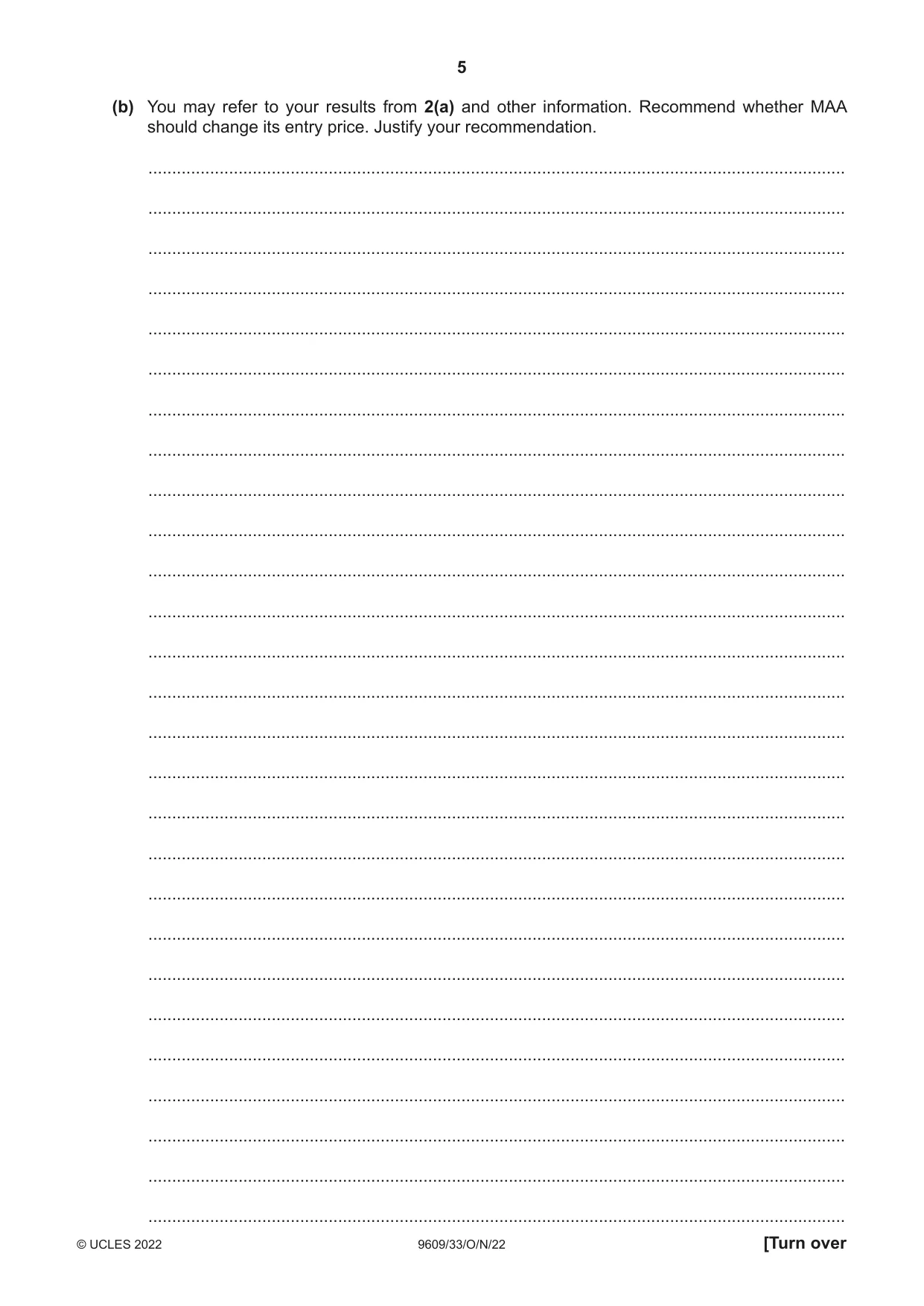 Cambridge A Level Business (for first examination in 2016) 9609 2022 Oct/Nov Paper 3 · Variant 3 question paper, page 5 of 20