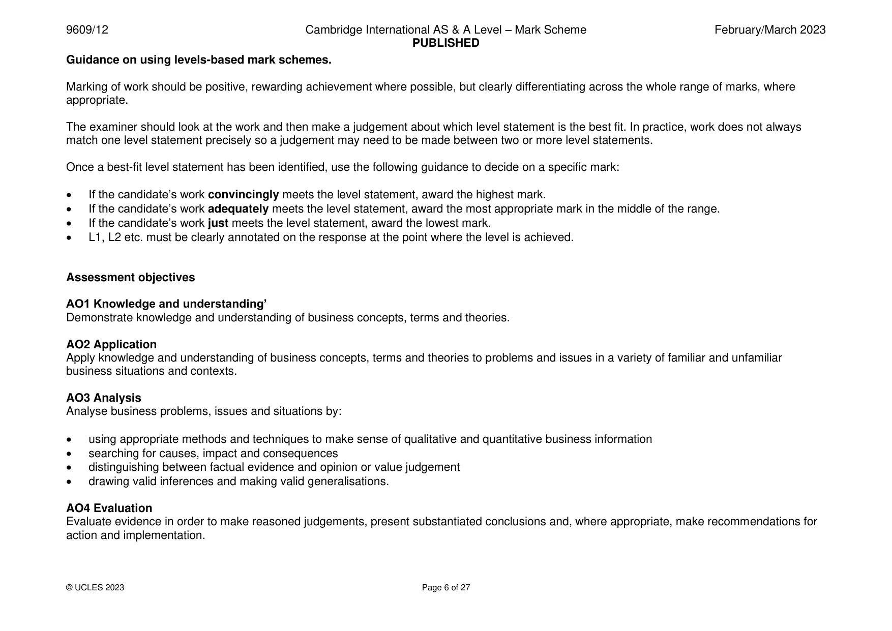 Mark scheme, page 6 of 27