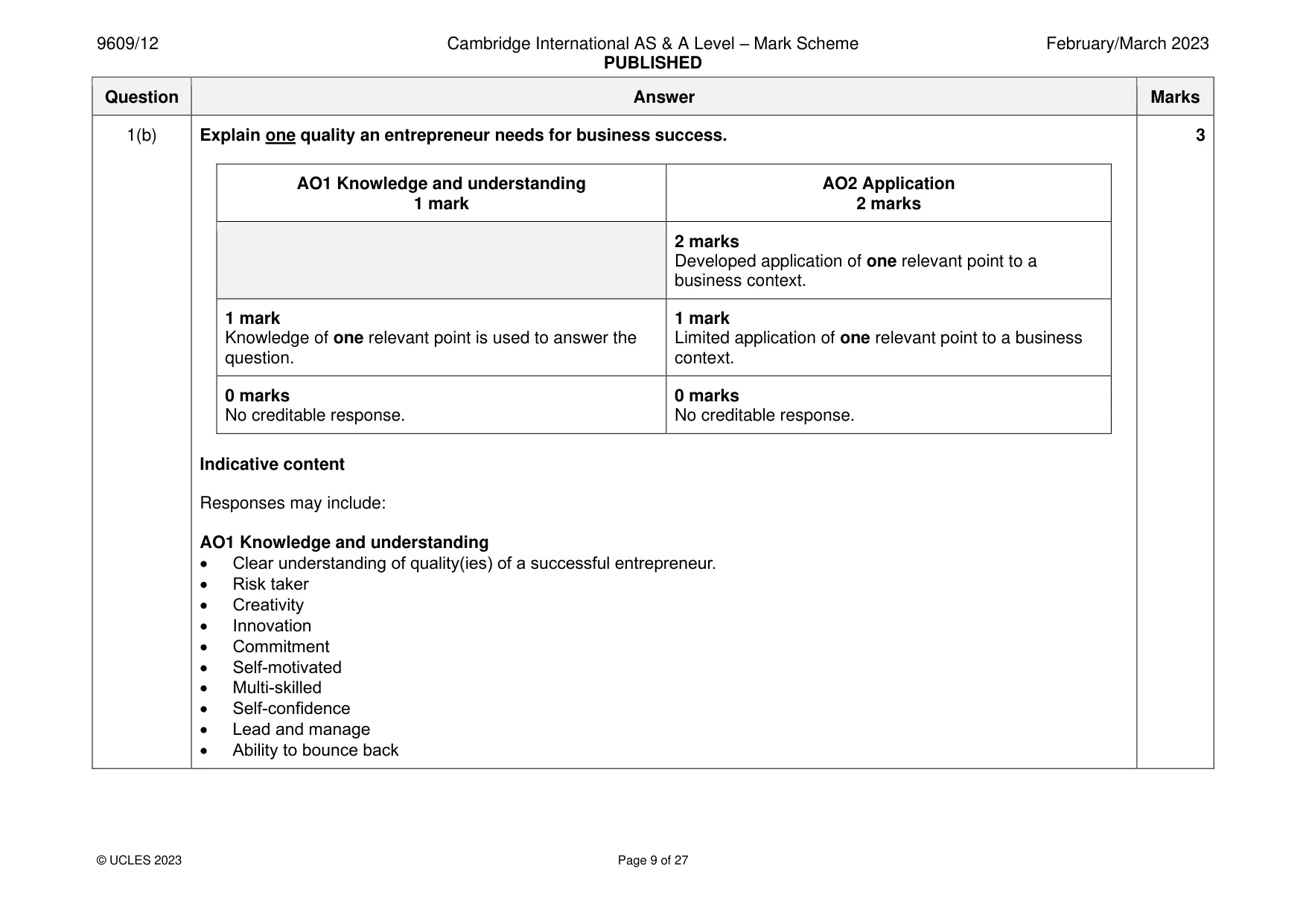 Mark scheme, page 9 of 27