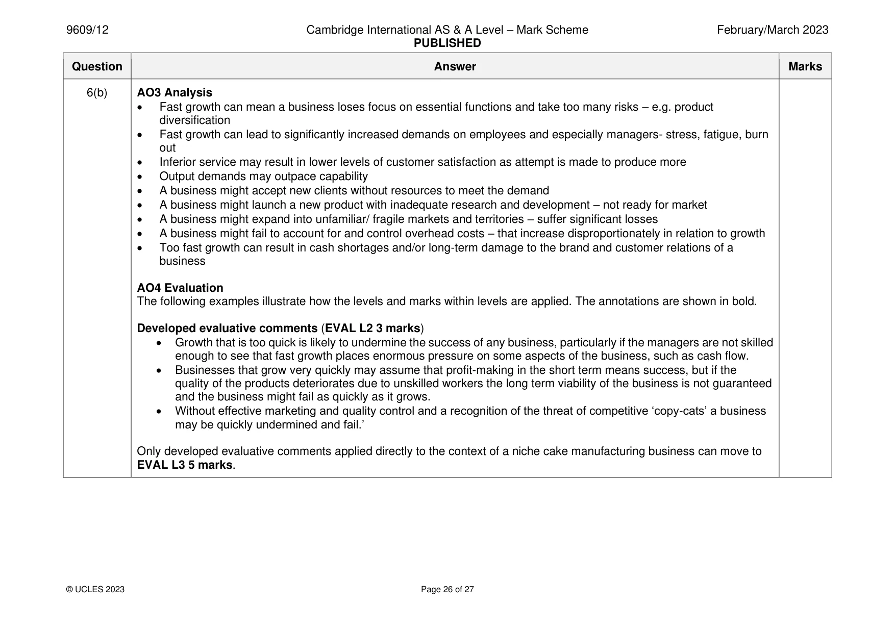 Mark scheme, page 26 of 27