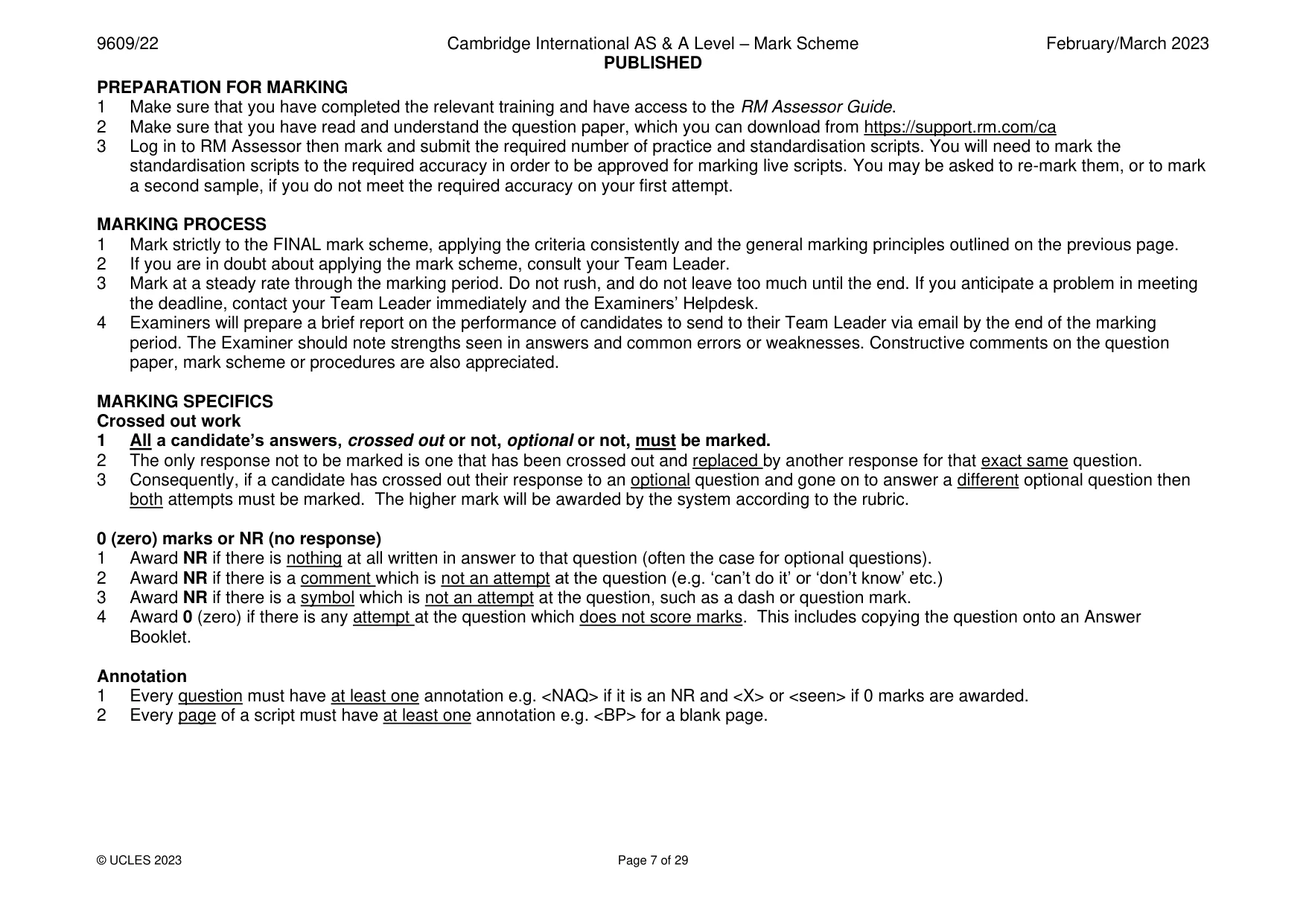 Mark scheme, page 7 of 29