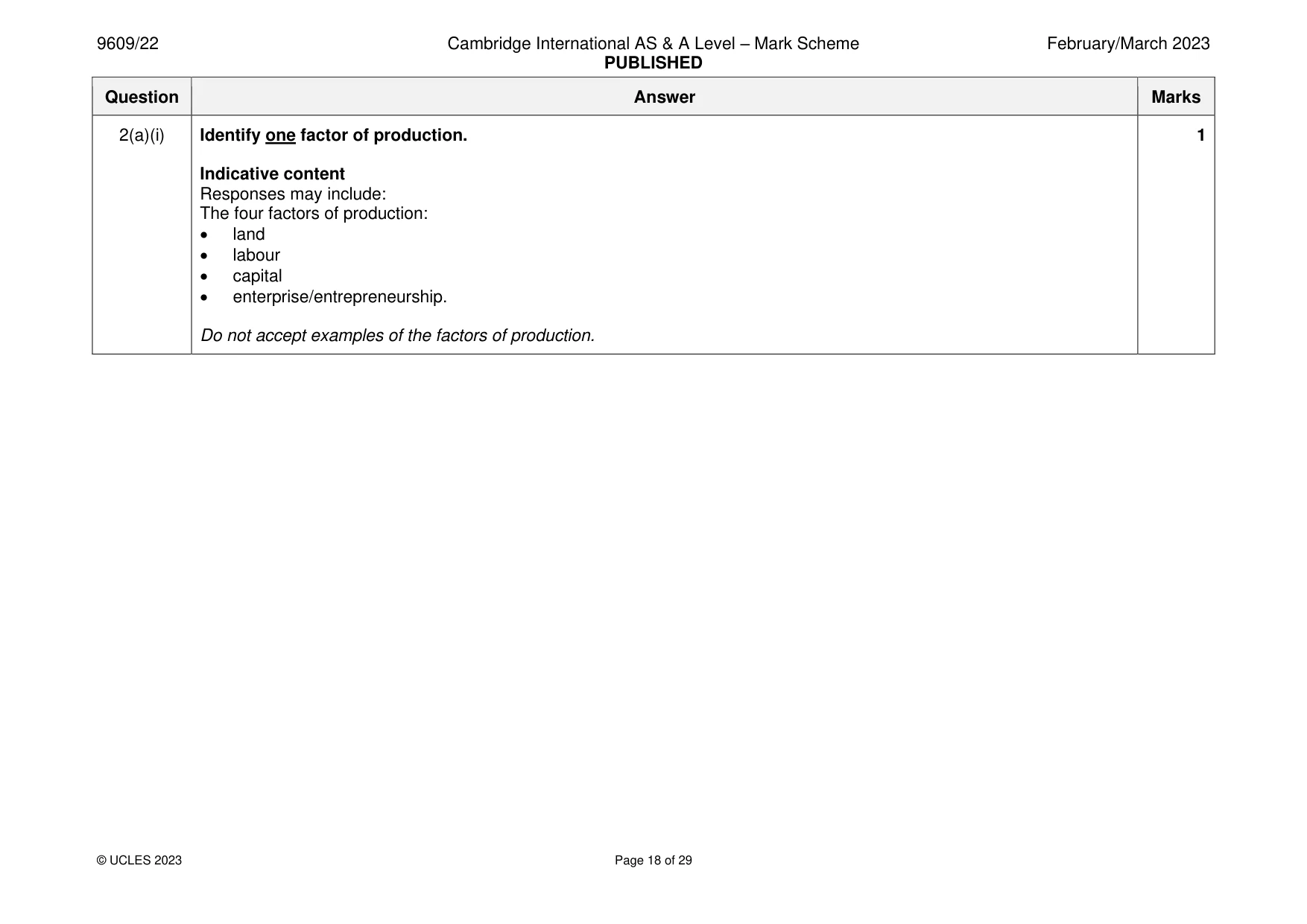 Mark scheme, page 18 of 29